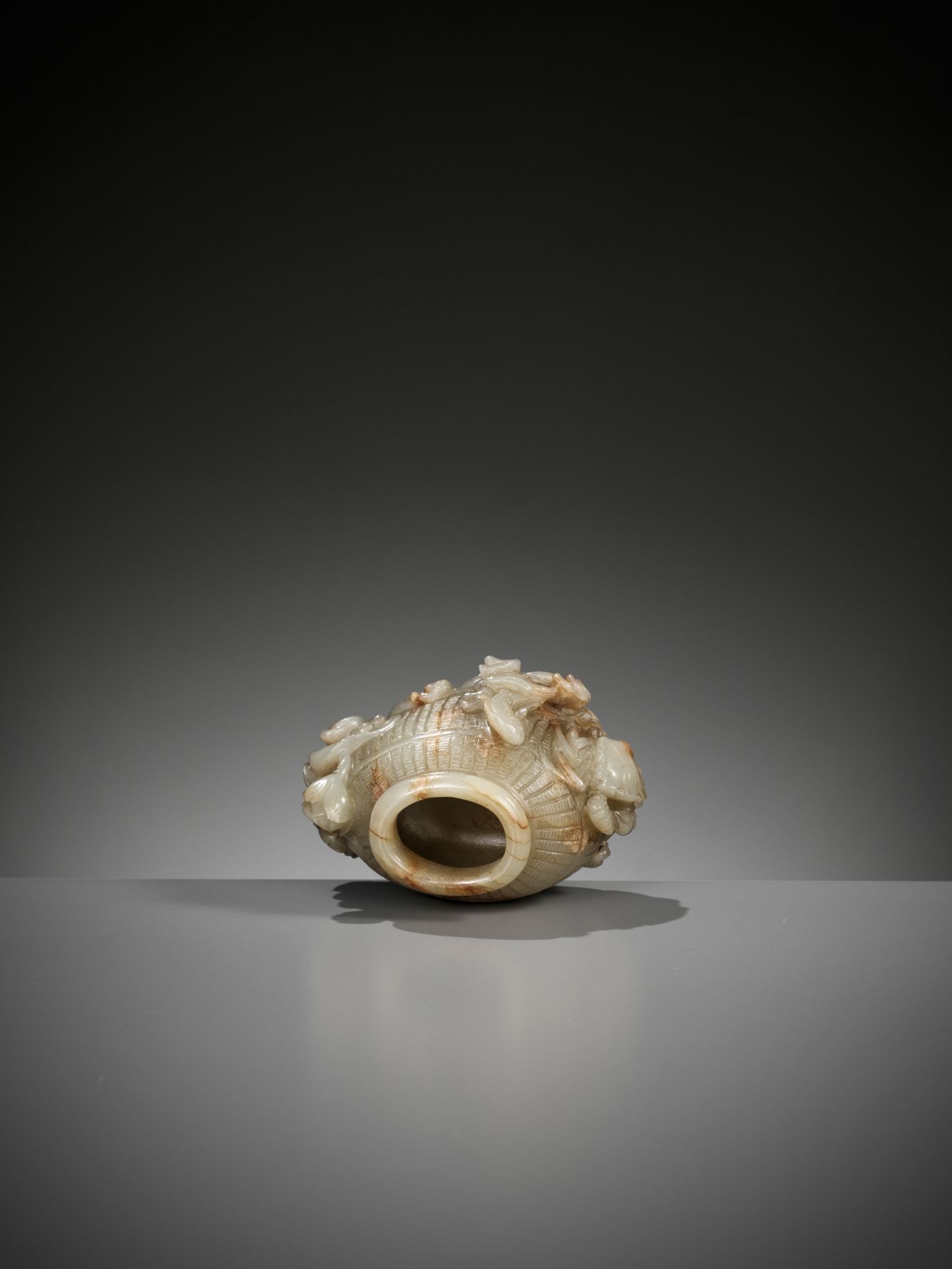 A FINE CELADON JADE 'FISH BASKET' BRUSH WASHER, 18TH-19TH CENTURY - Image 9 of 12