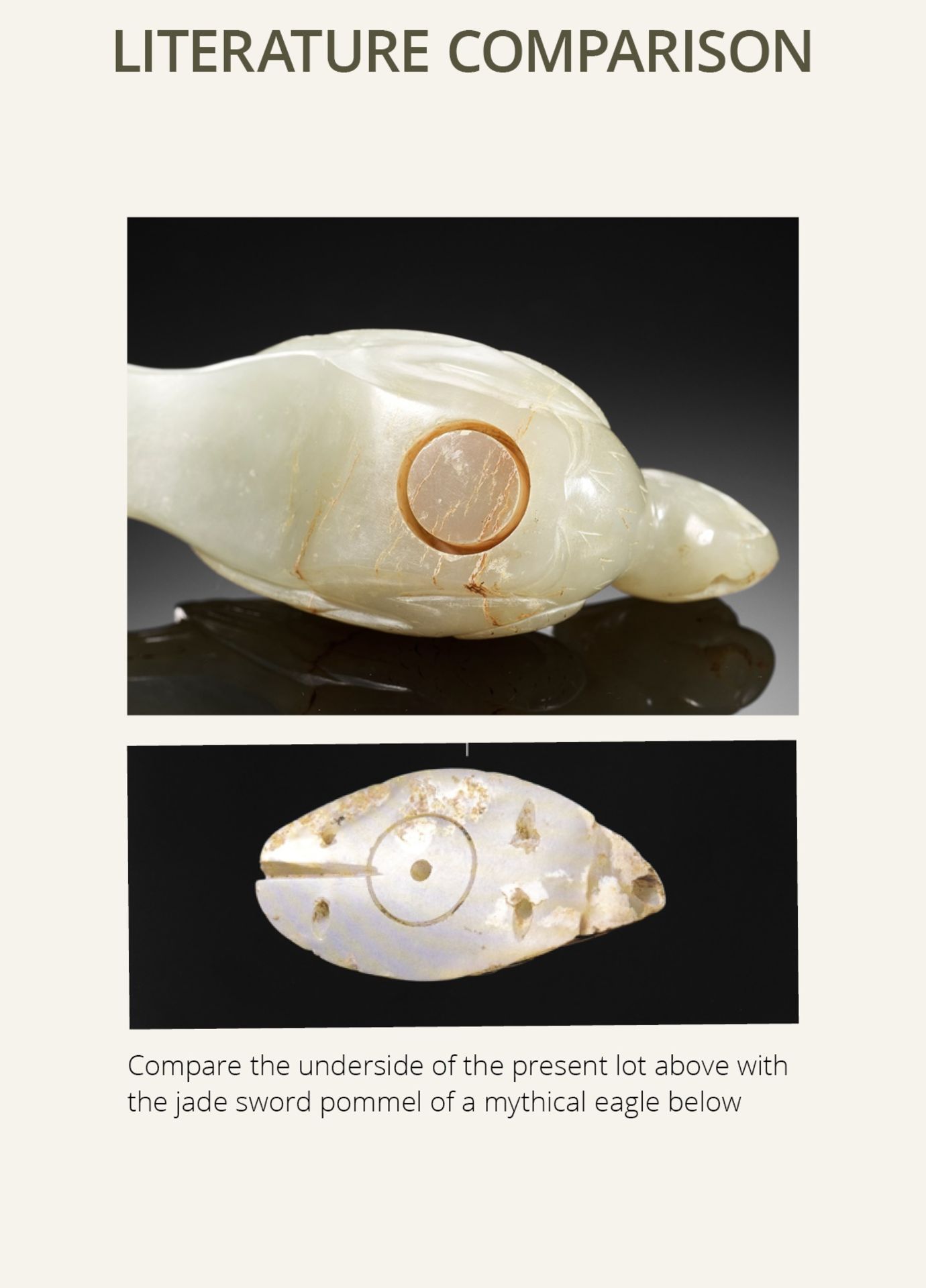 A CELADON JADE 'TURTLEDOVE' FINIAL, JIU, HAN DYNASTY - Image 5 of 13