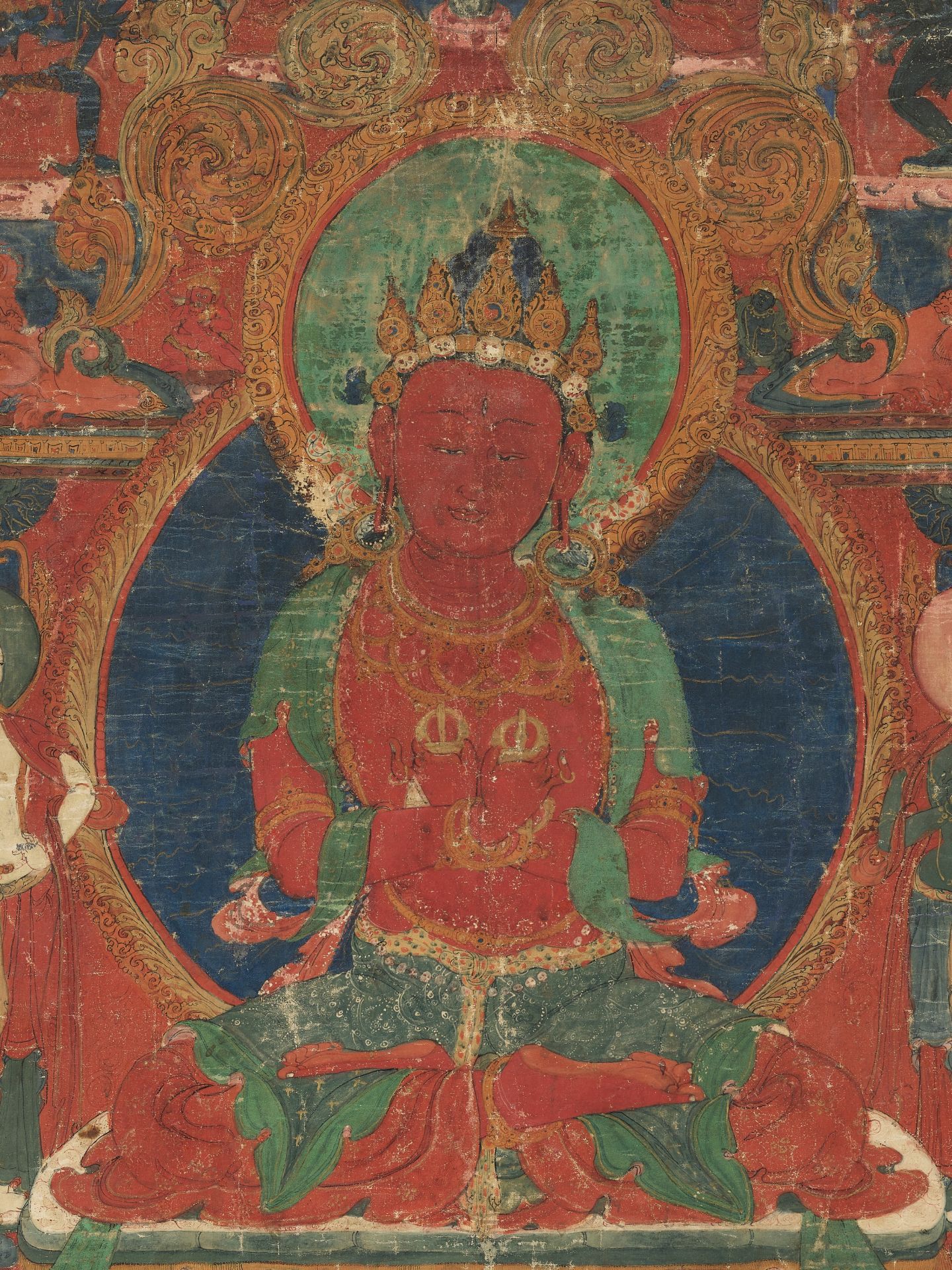 A THANGKA OF RED AMITAYUS, TIBET, 16TH CENTURY - Image 3 of 11