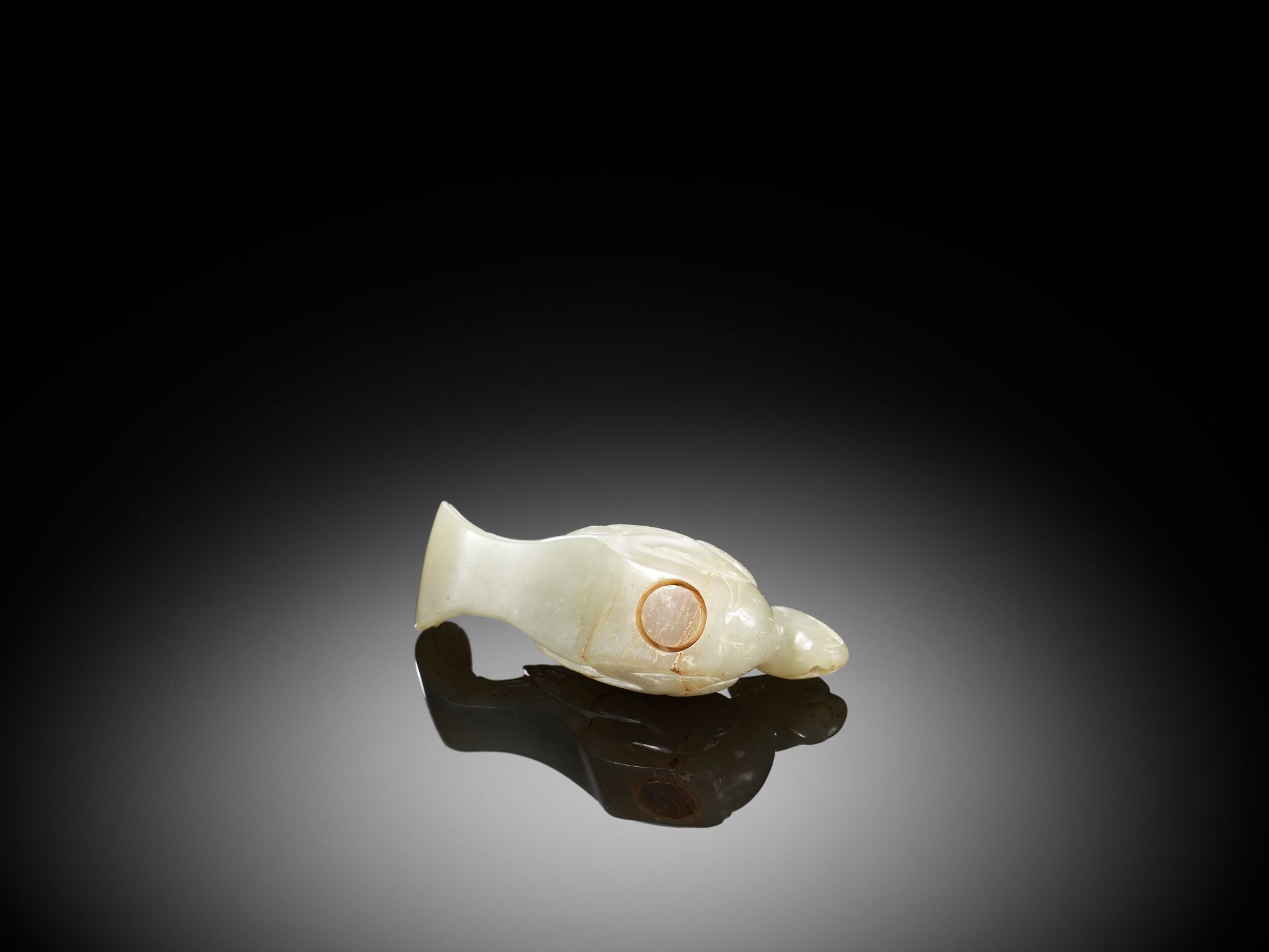 A CELADON JADE 'TURTLEDOVE' FINIAL, JIU, HAN DYNASTY - Image 10 of 13