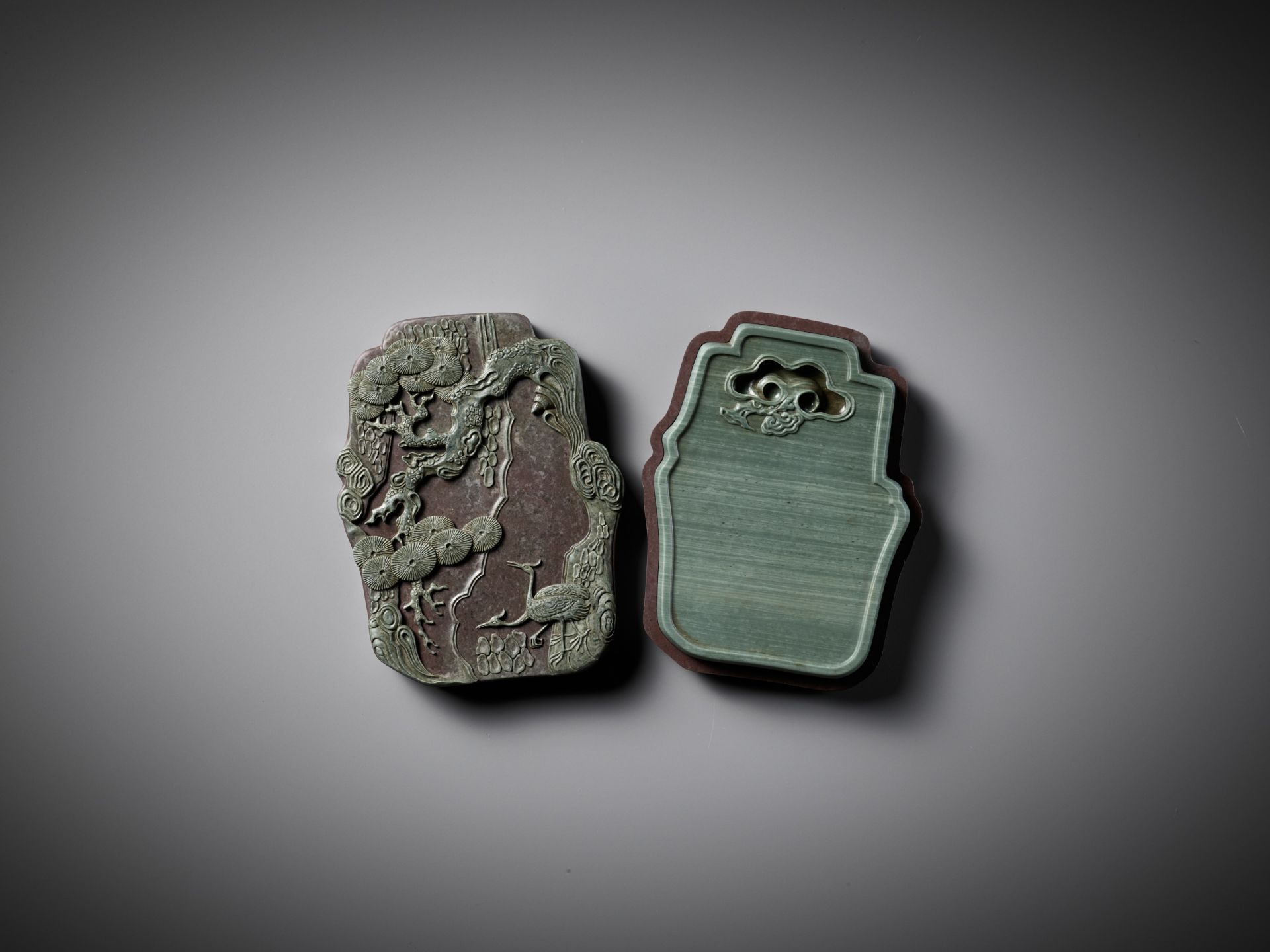 A SONGHUA INK STONE, BOX AND COVER, QIANLONG MARK AND PERIOD - Bild 9 aus 23