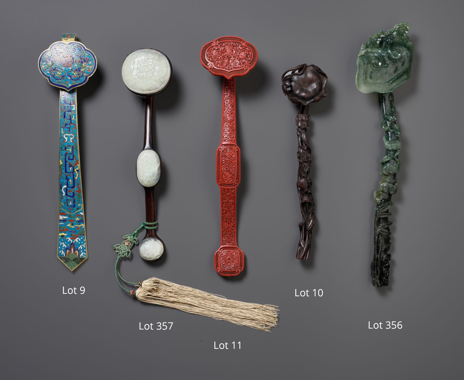 A CLOISONNE ENAMEL RUYI SCEPTER, EARLY QING DYNASTY - Image 10 of 15