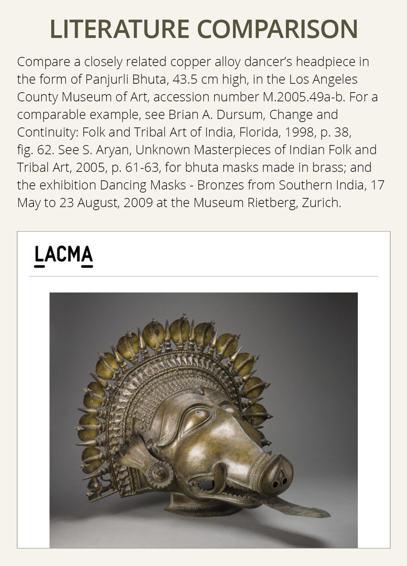 A LARGE BRONZE DANCER'S HEADPIECE IN THE FORM OF A PANJURLI BHUTA (BOAR SPIRIT DEITY) - Image 4 of 11