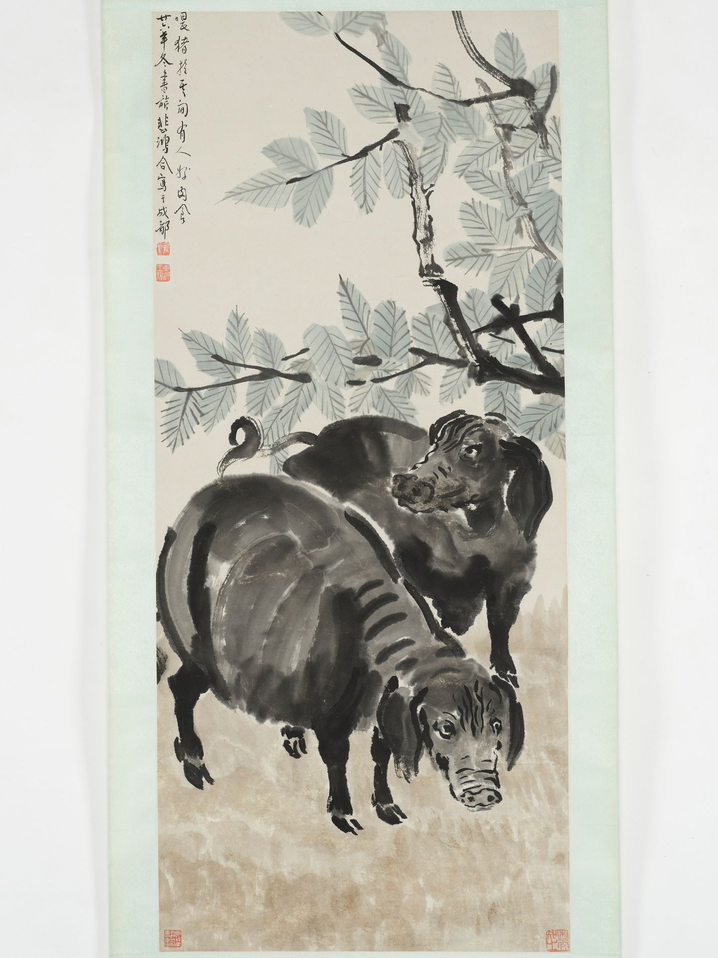 TWO PIGS', BY XU BEIHONG (1895-1953) AND ZHANG SHUQI (1899-1956), DATED 1937 - Image 7 of 12