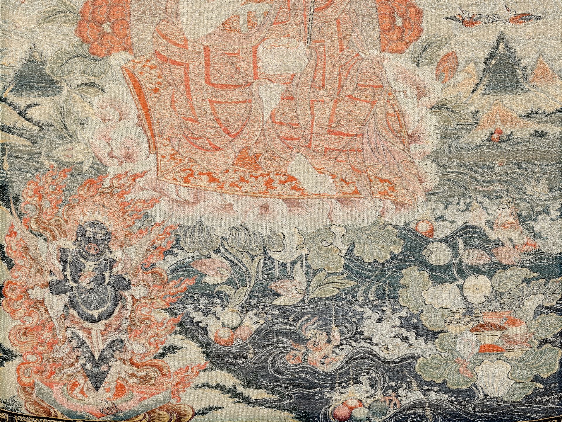 AN EMBROIDERED SILK THANGKA OF PADMASAMBHAVA, QING DYNASTY - Image 6 of 10