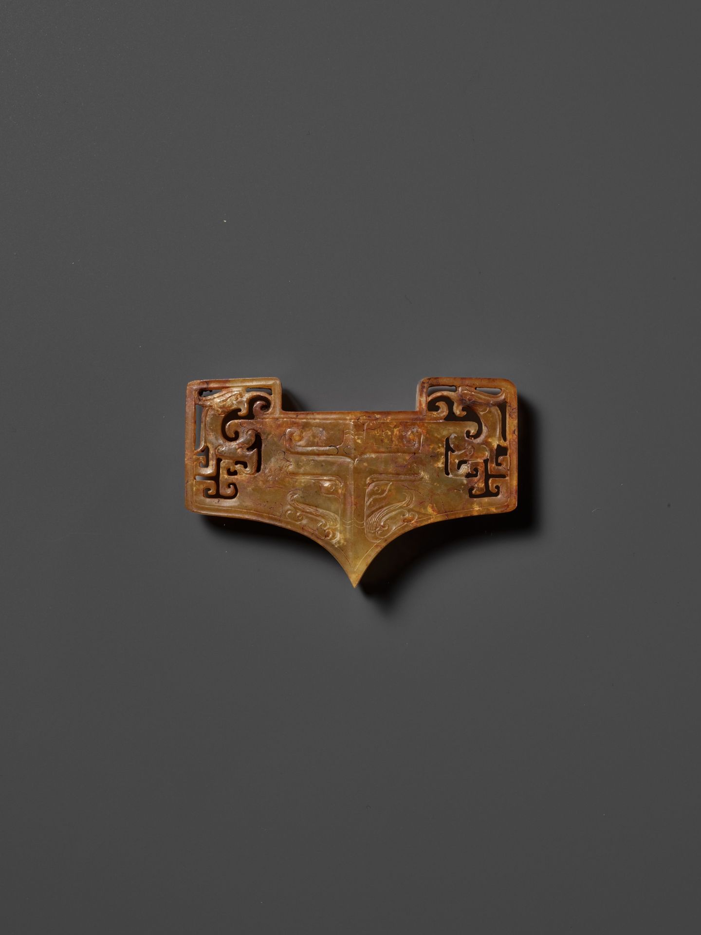 A RARE AND COMPLETE SET OF FOUR JADE OPENWORK SWORD FITTINGS, WESTERN HAN DYNASTY - Image 2 of 29