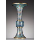 A RARE AND LARGE CLOISONNE ENAMEL 'BAJIXIANG' VASE, GU, QIANLONG PERIOD