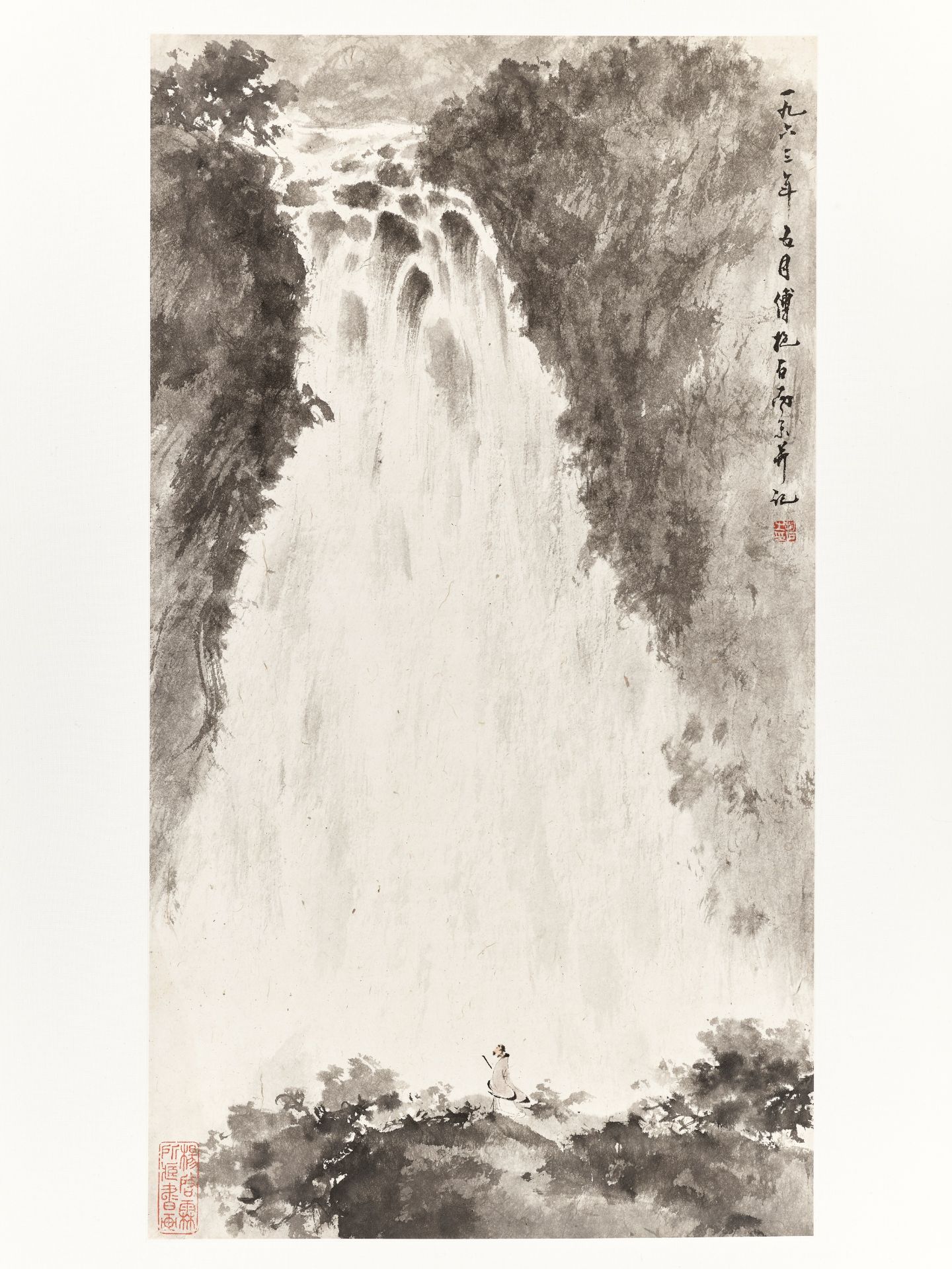 ADMIRING THE WATERFALL' FU BAOSHI, DATED 1963 - Image 12 of 14