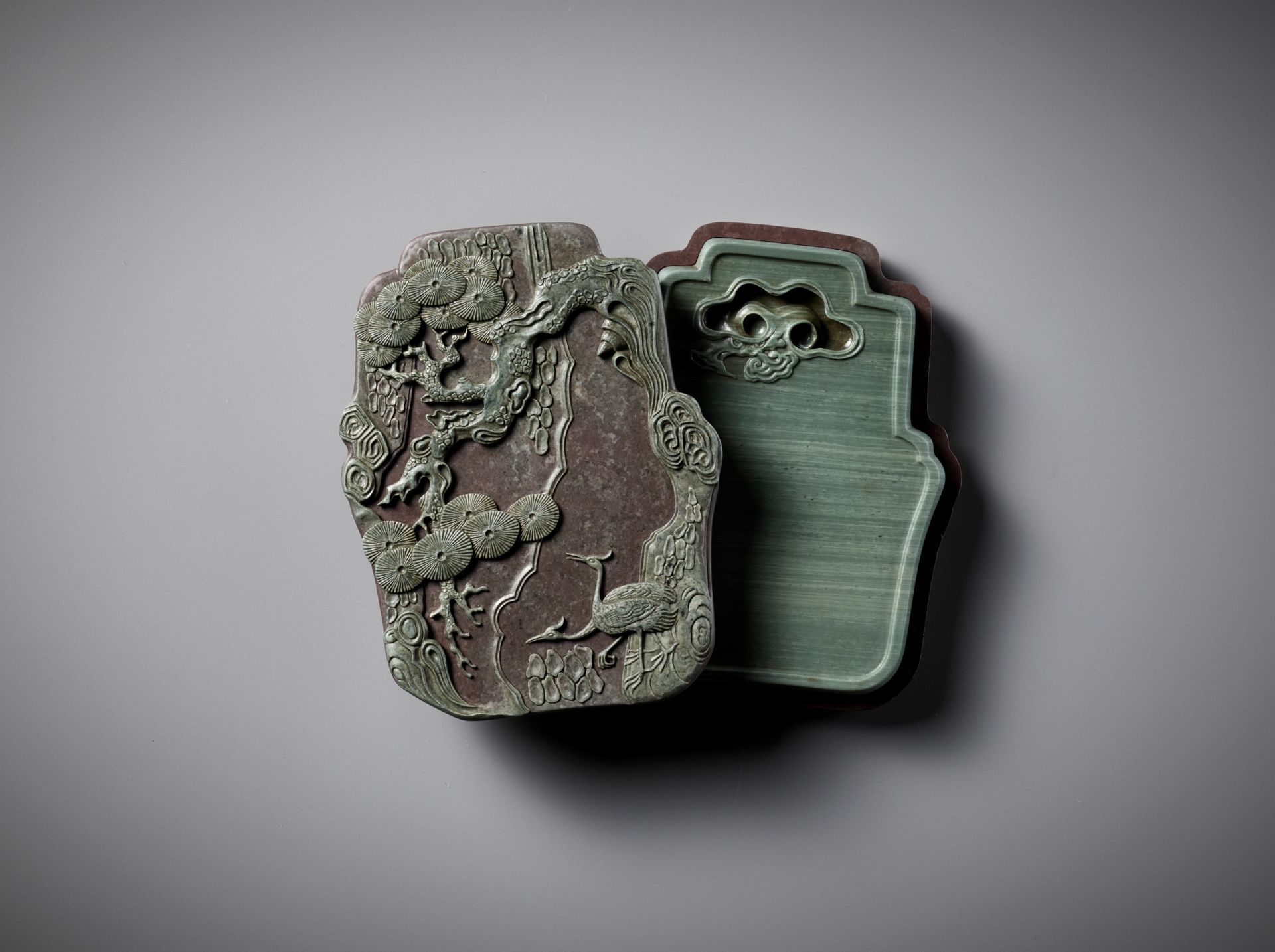 A SONGHUA INK STONE, BOX AND COVER, QIANLONG MARK AND PERIOD - Bild 7 aus 23