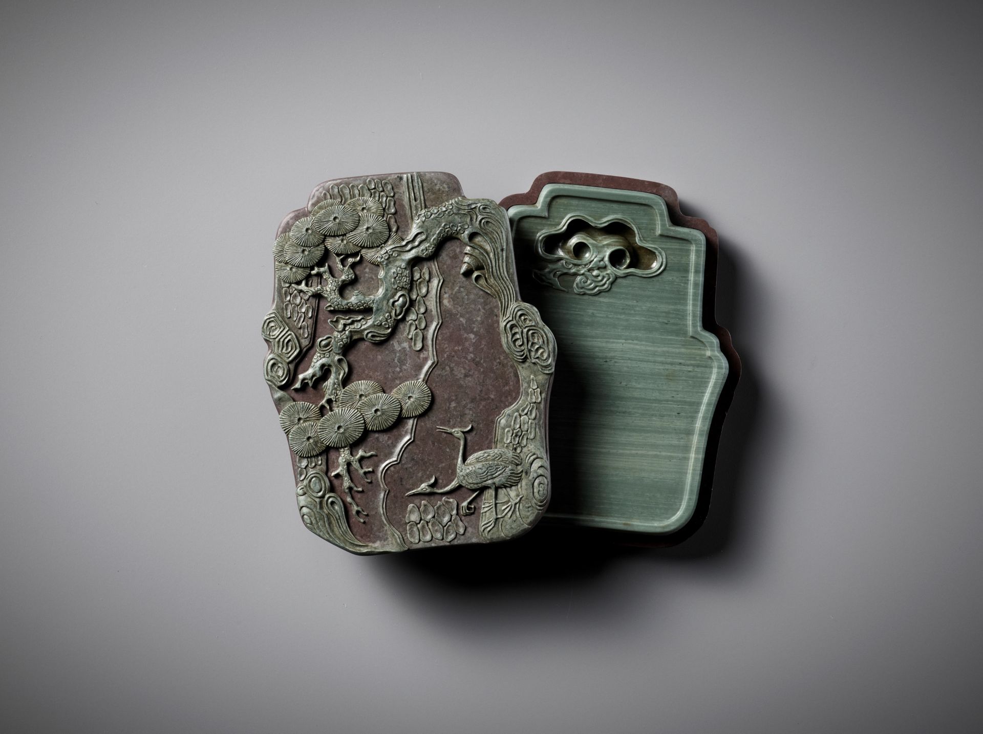 A SONGHUA INK STONE, BOX AND COVER, QIANLONG MARK AND PERIOD - Image 7 of 23