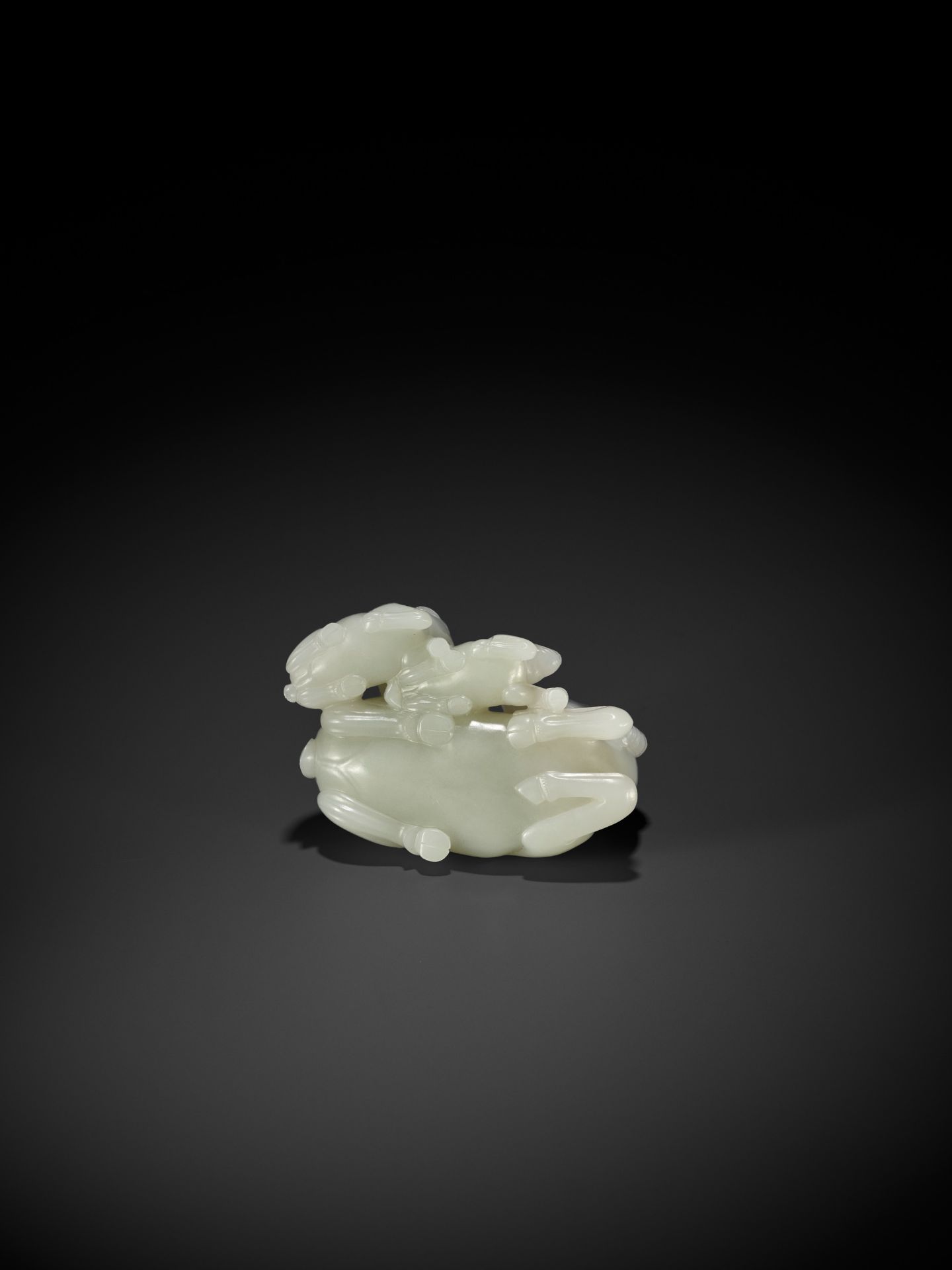 A RARE PALE CELADON JADE 'SANYANG AND TAIJITU' GROUP, 18TH CENTURY - Image 11 of 11