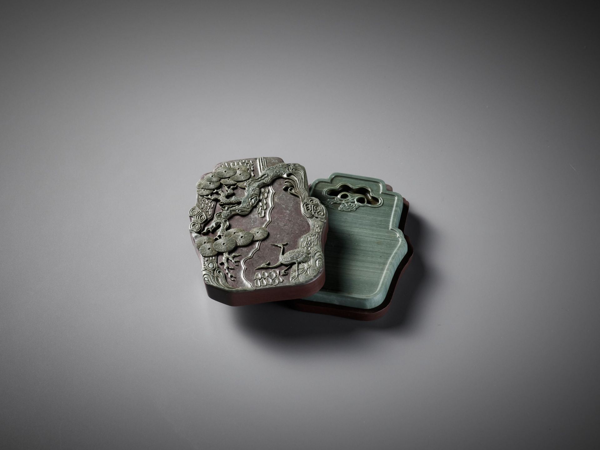 A SONGHUA INK STONE, BOX AND COVER, QIANLONG MARK AND PERIOD - Image 8 of 23