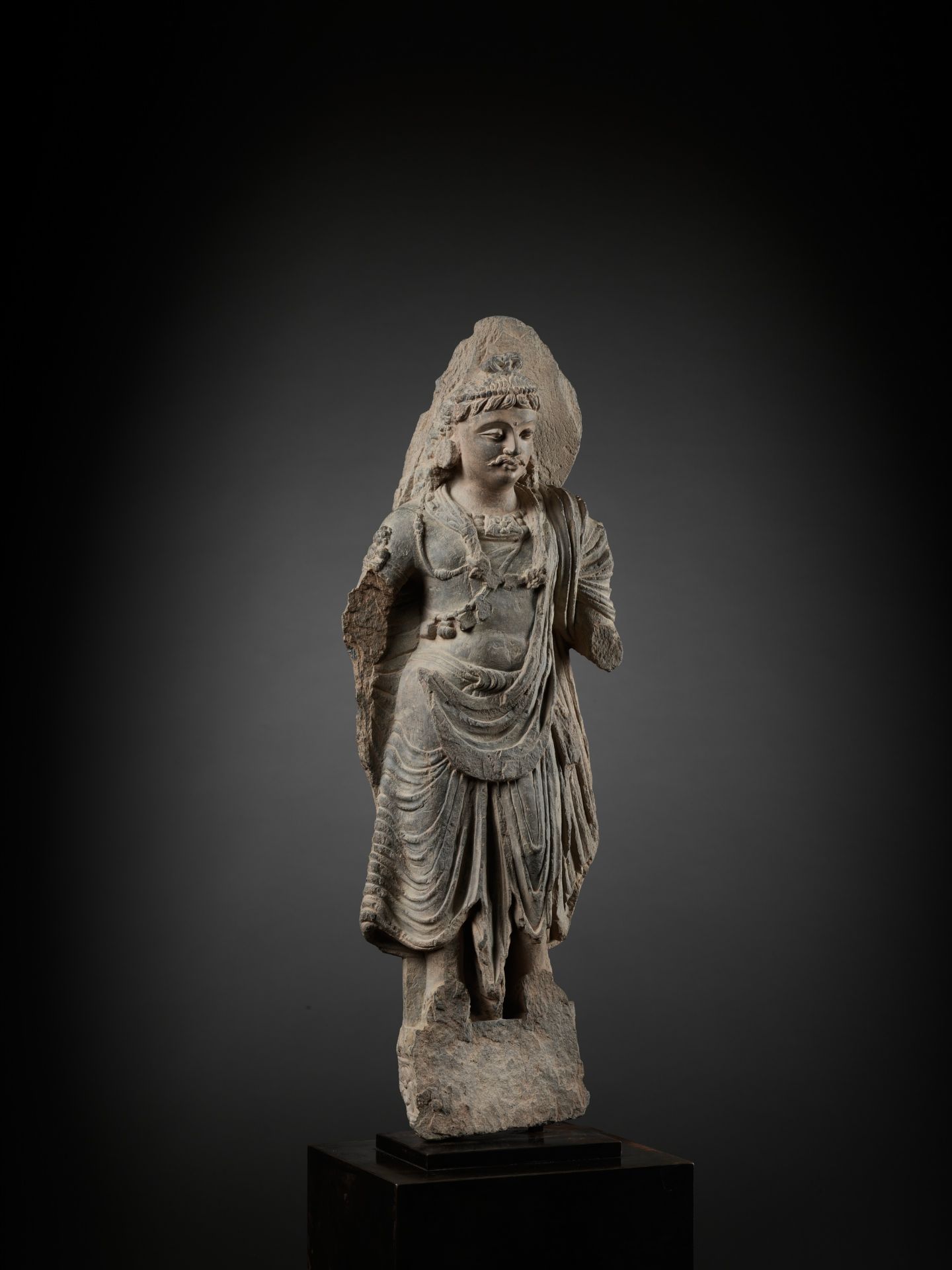 A SCHIST FIGURE OF MAITREYA, ANCIENT REGION OF GANDHARA - Image 15 of 15