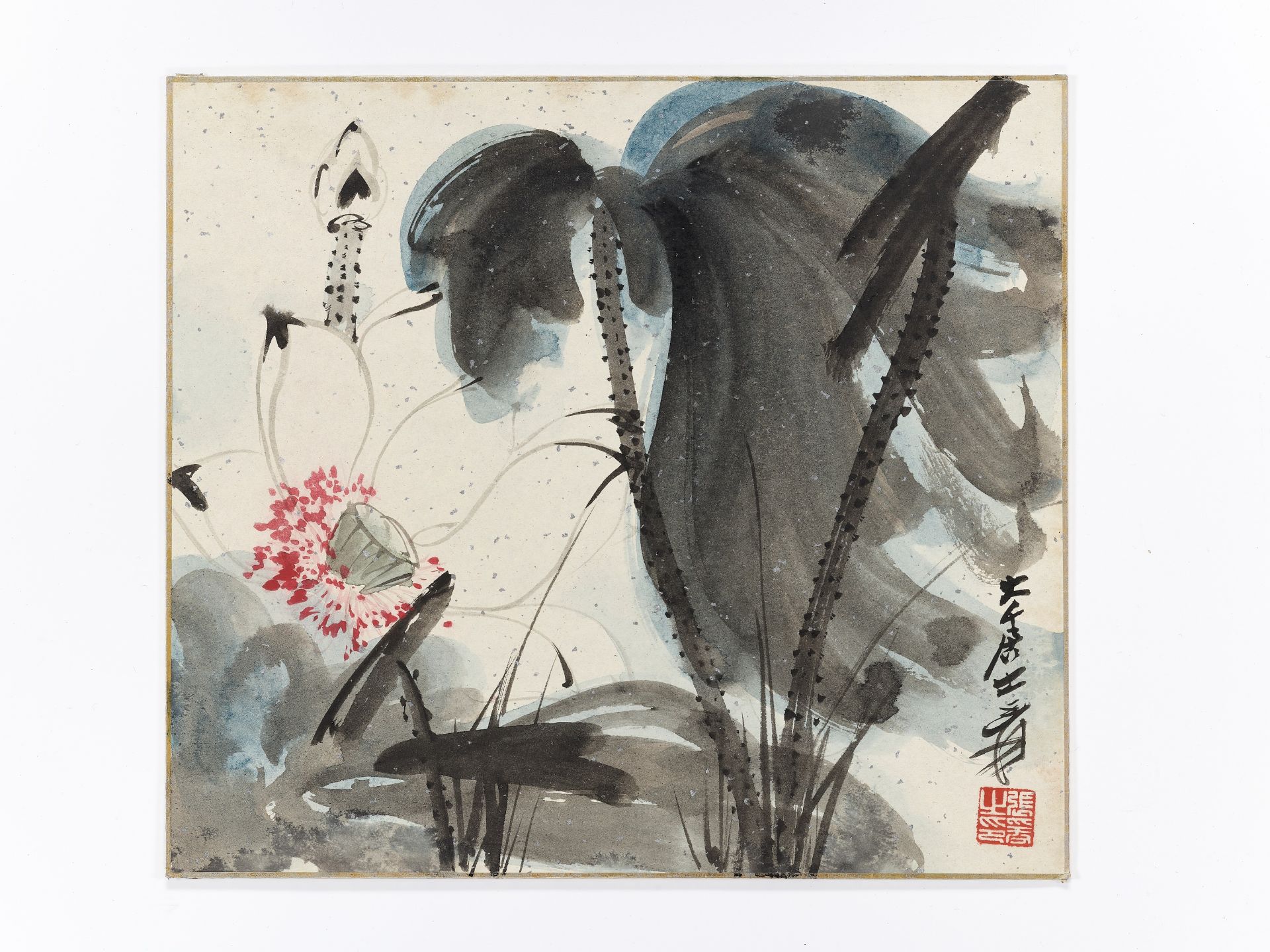 BLACK AND RED LOTUS' BY ZHANG DAQIAN (1899-1983) - Image 2 of 10