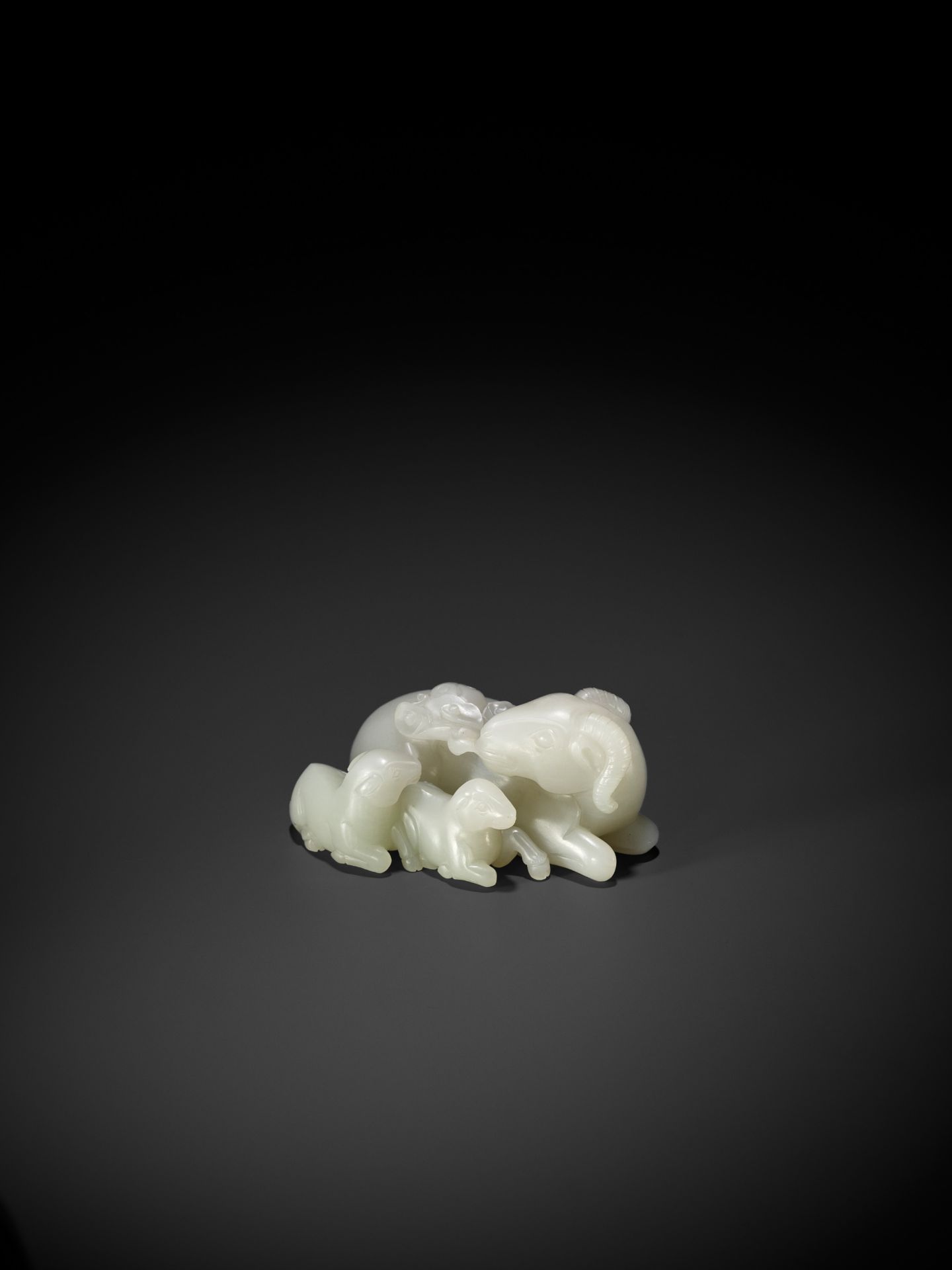 A RARE PALE CELADON JADE 'SANYANG AND TAIJITU' GROUP, 18TH CENTURY - Image 4 of 11