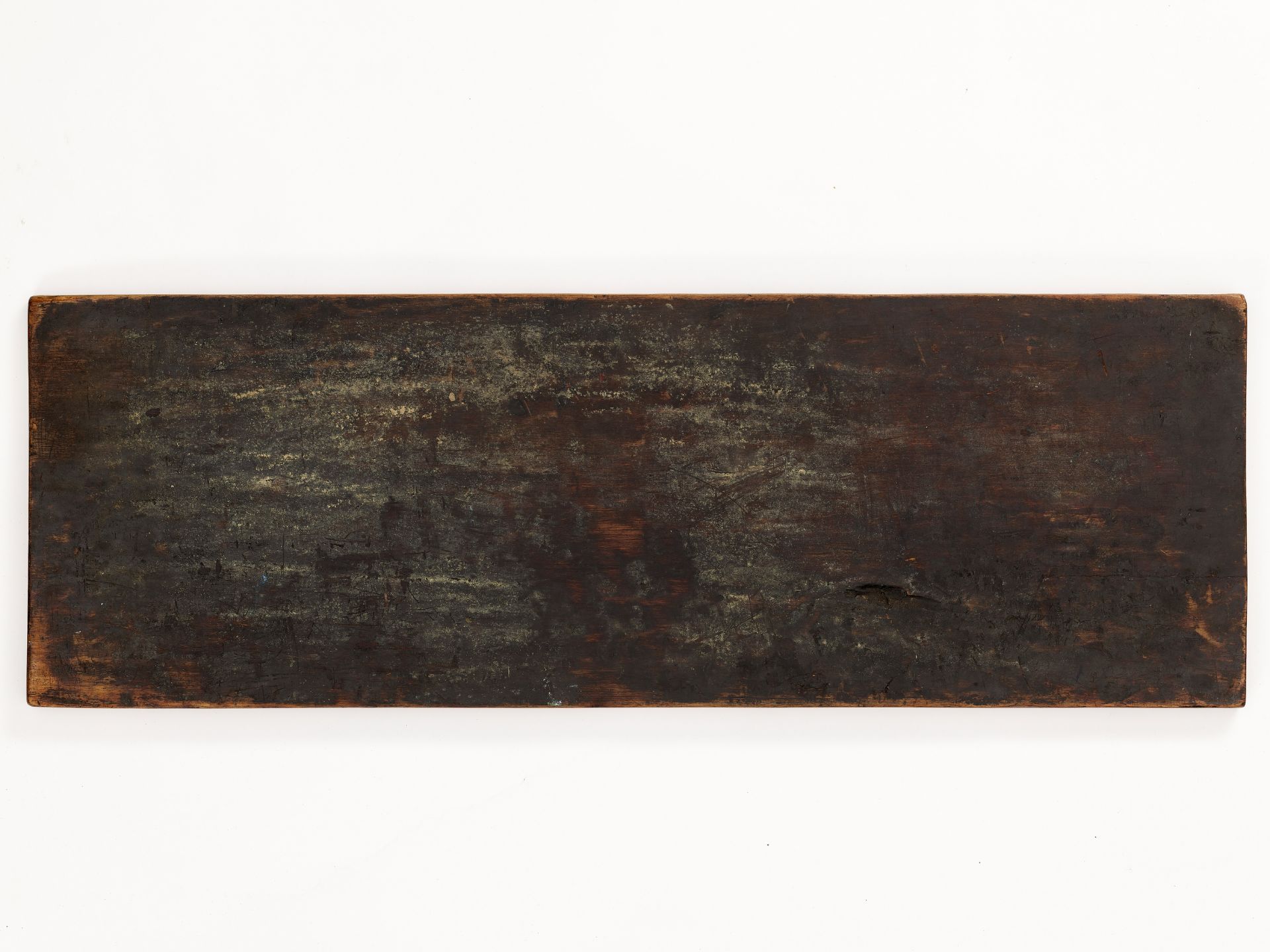 A RARE AND VERY LARGE PAINTED WOOD SUTRA COVER, NEPAL, CIRCA 1450 - Image 8 of 8