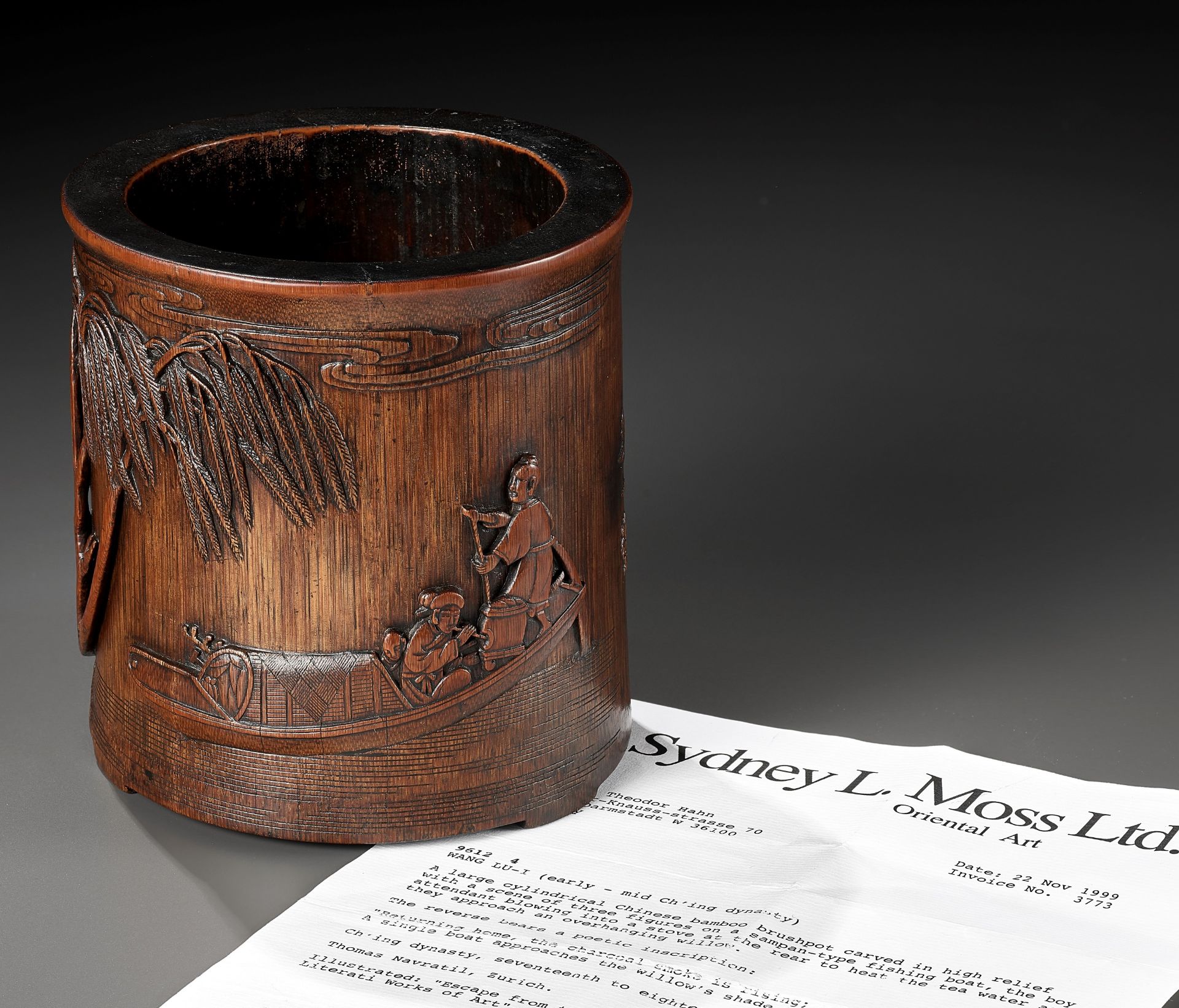 AN INSCRIBED BAMBOO BRUSHPOT, BITONG, BY WANG LUYI, 18TH CENTURY