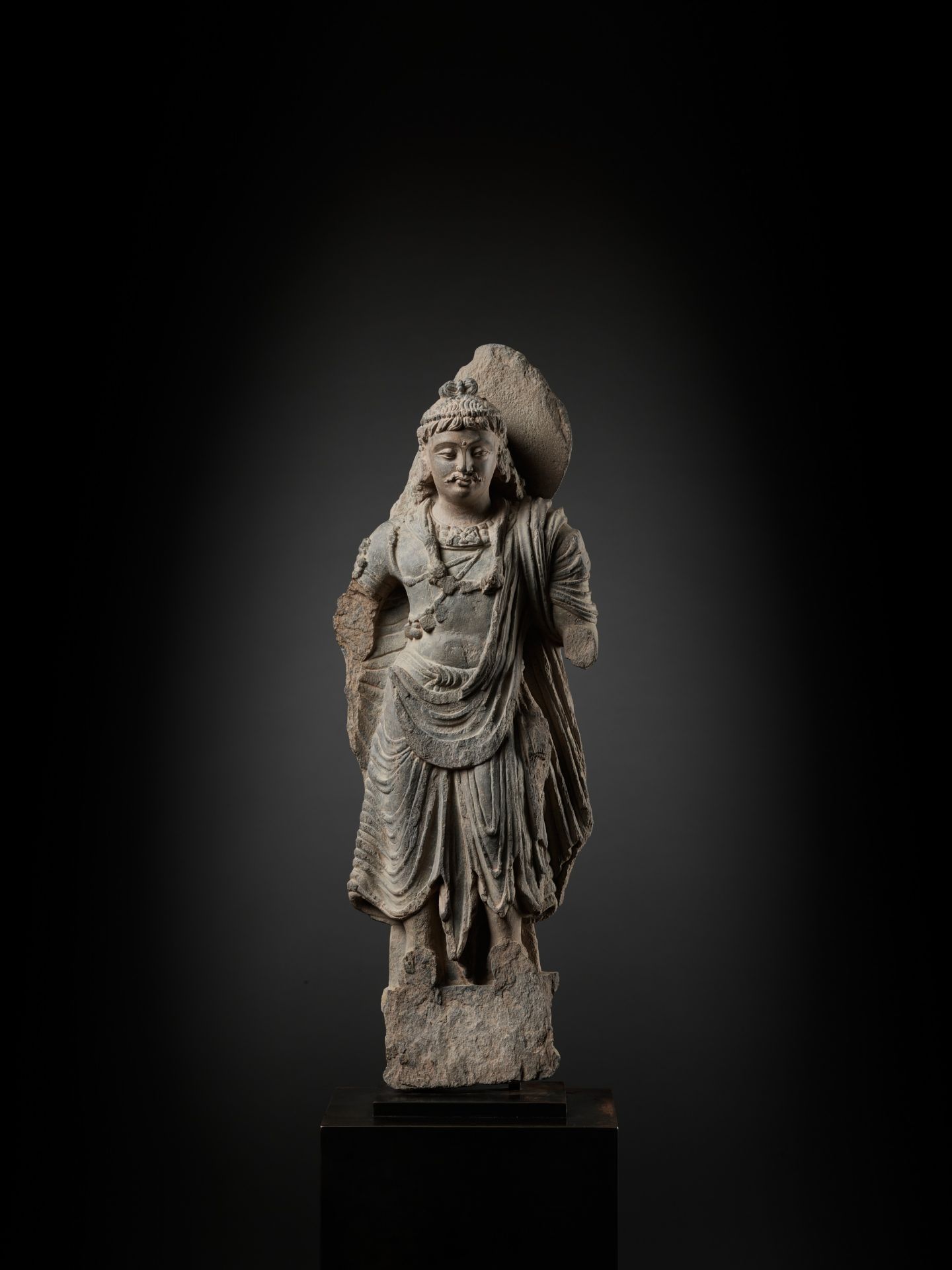 A SCHIST FIGURE OF MAITREYA, ANCIENT REGION OF GANDHARA - Image 2 of 15