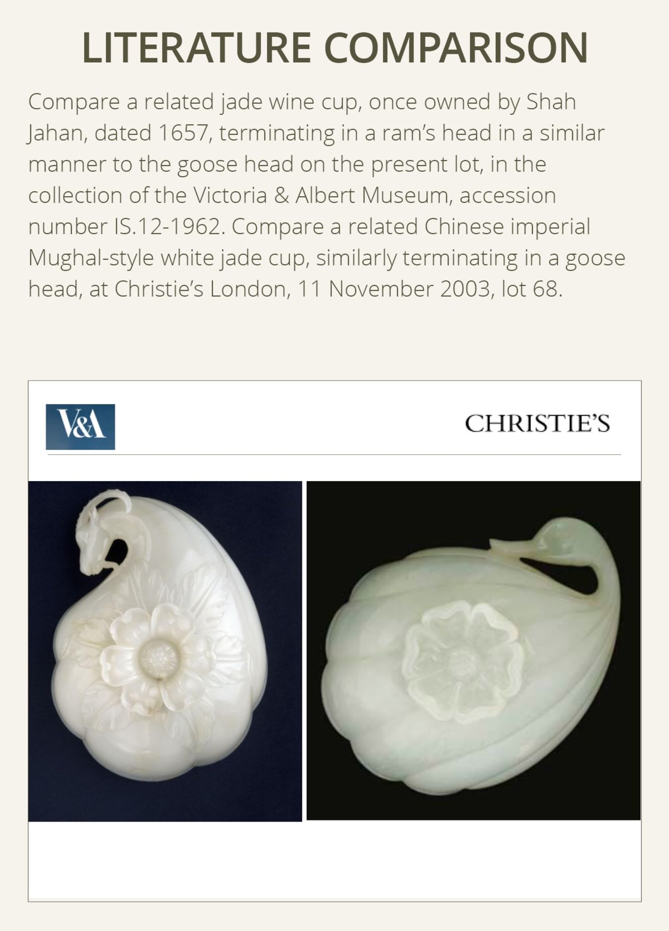 A RARE MUGHAL WHITE JADE CARVED 'GOOSE HEAD' FLASK - Image 4 of 7