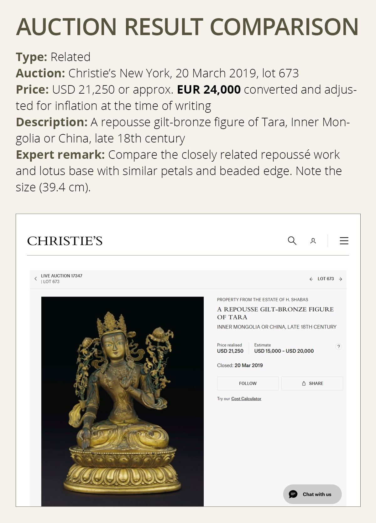 A GILT COPPER REPOUSSE FIGURE OF GREEN TARA, 17TH-18TH CENTURY - Bild 5 aus 14