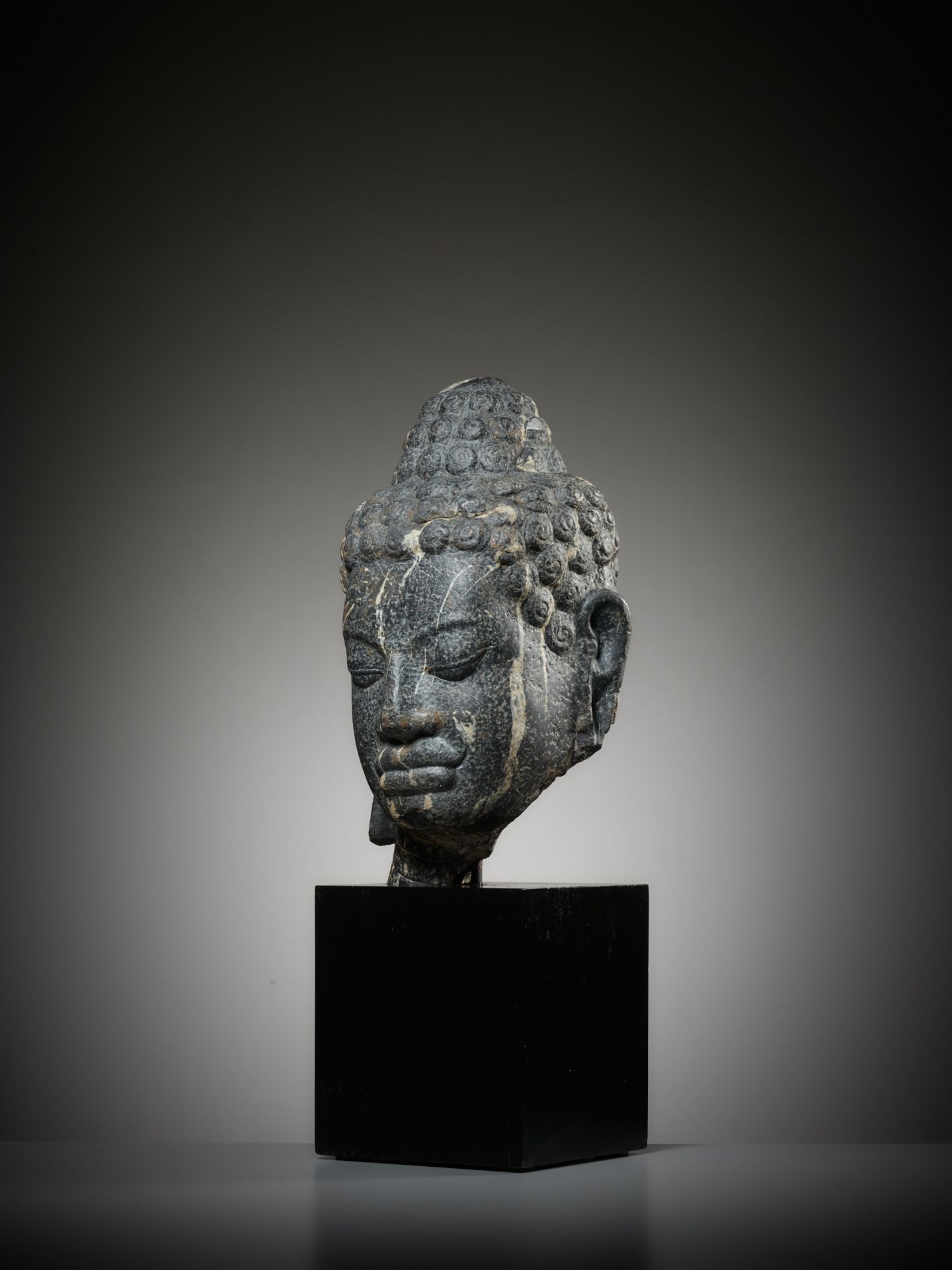 A MONUMENTAL STONE HEAD OF BUDDHA, MON-DVARAVATI PERIOD - Image 13 of 13