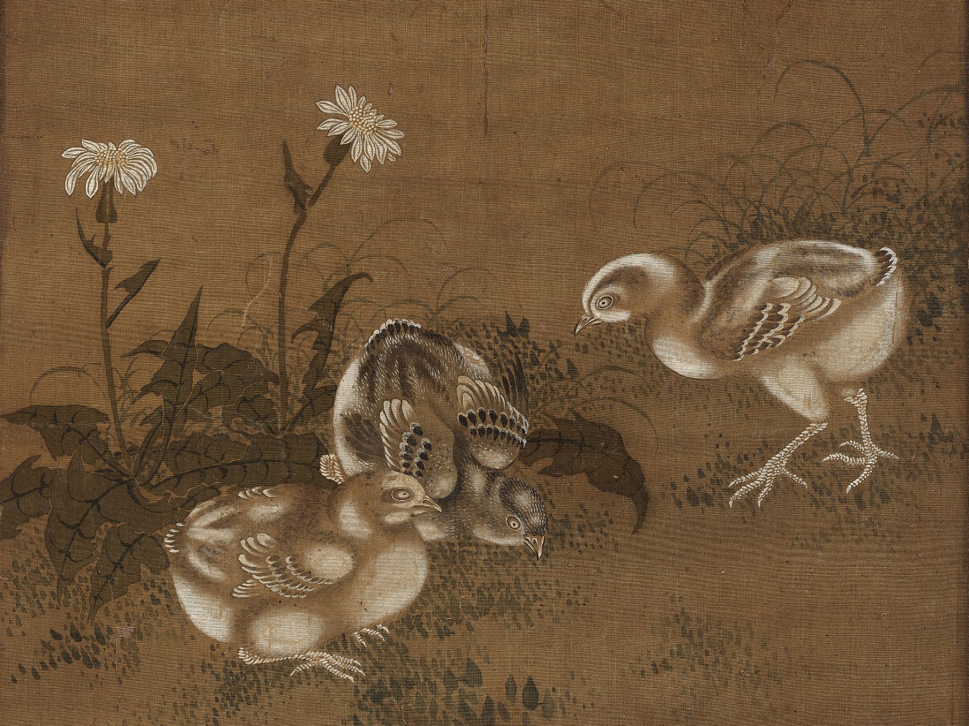 THREE CHICKS', BY SHEN QUAN (1682-1760), DATED 1757 - Image 2 of 8