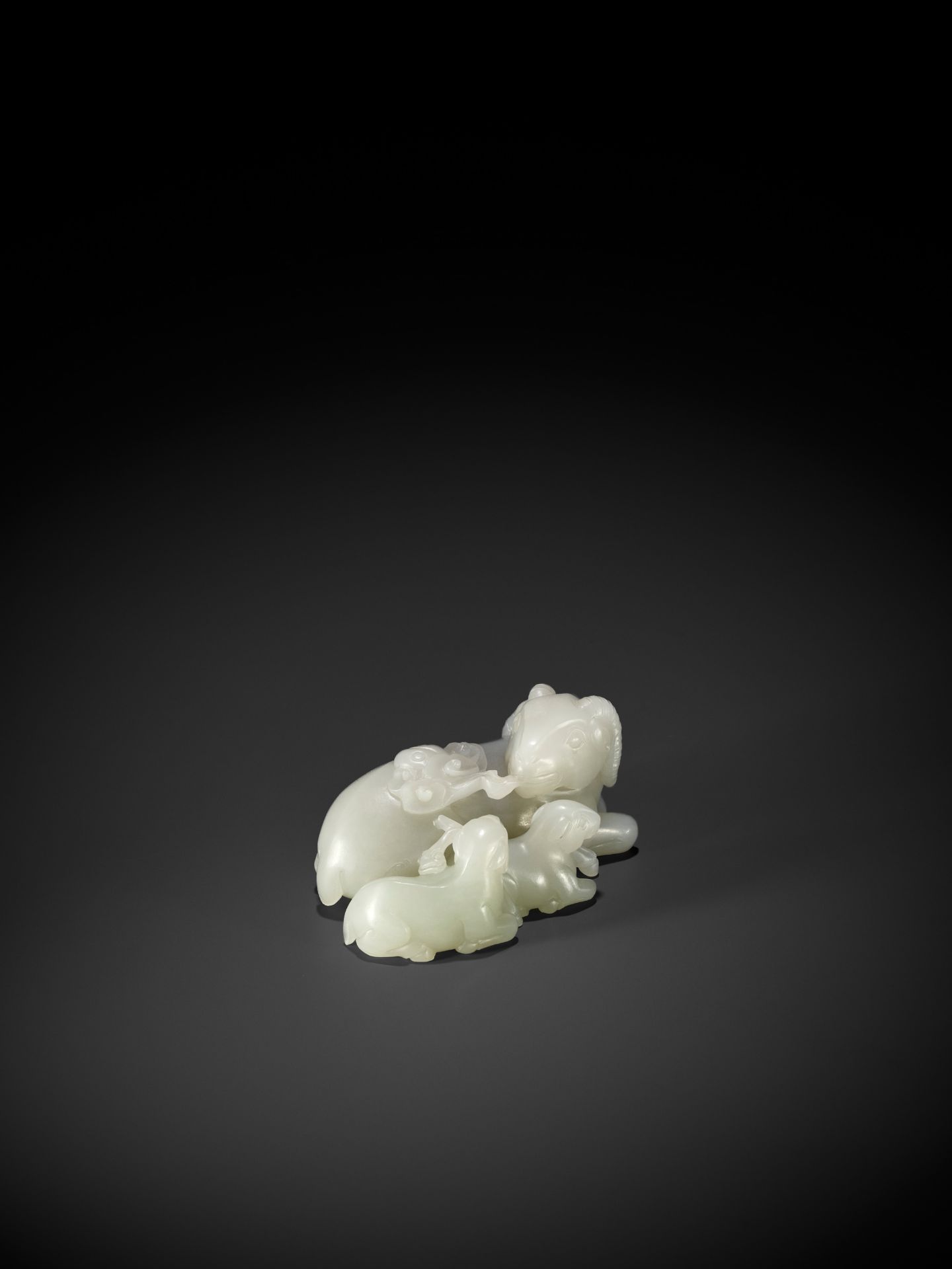 A RARE PALE CELADON JADE 'SANYANG AND TAIJITU' GROUP, 18TH CENTURY - Image 10 of 11