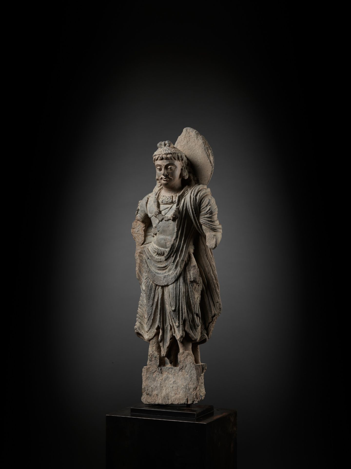 A SCHIST FIGURE OF MAITREYA, ANCIENT REGION OF GANDHARA - Image 11 of 15