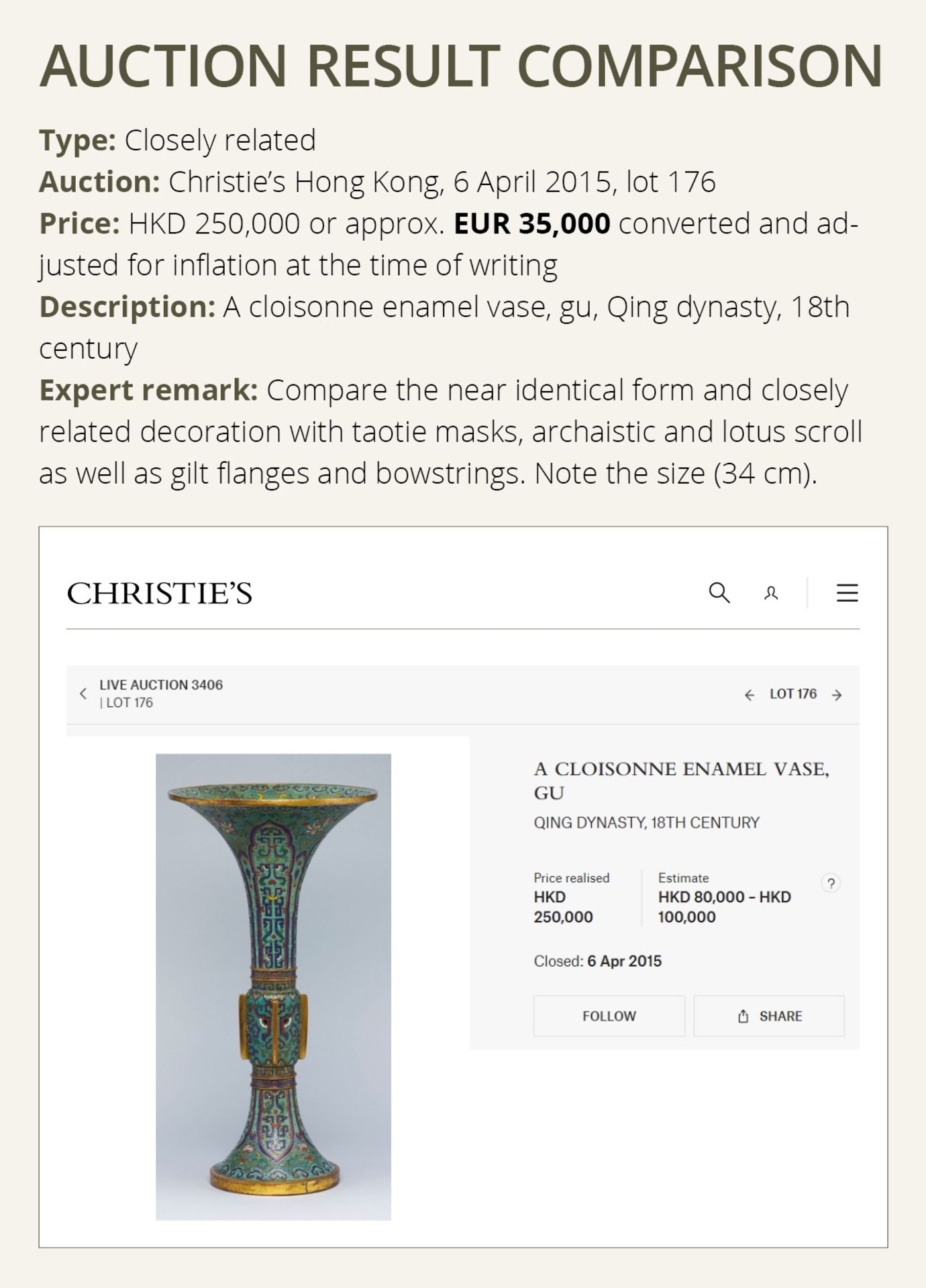 A CLOISONNE ENAMEL 'TAOTIE' ARCHAISTIC BEAKER VASE, GU, 17TH-18TH CENTURY - Image 9 of 16