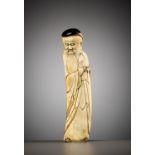 AN IVORY FIGURE OF SHOULAO, MING DYNASTY