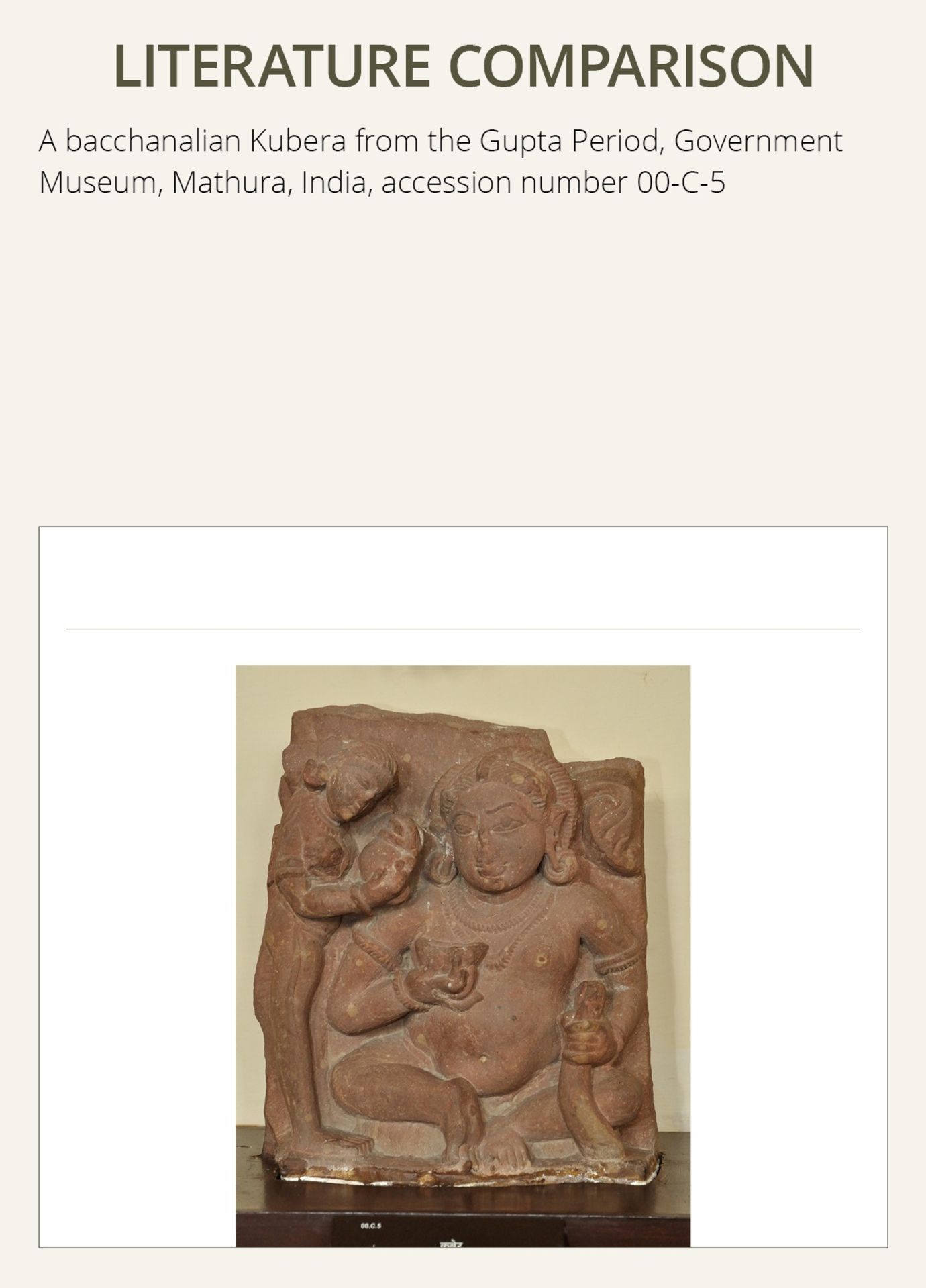 A RARE BACCHANALIAN KUBERA, GUPTA EMPIRE, PINK SANDSTONE - Image 9 of 12