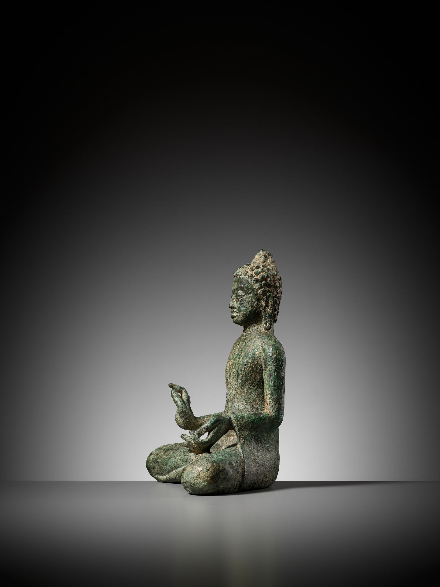 A BRONZE FIGURE OF BUDDHA, MON-DVARAVATI PERIOD - Image 6 of 11