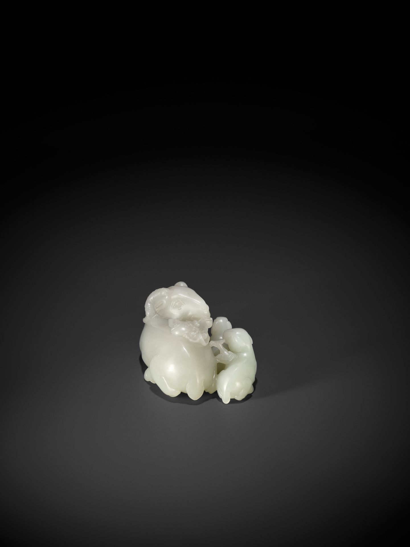 A RARE PALE CELADON JADE 'SANYANG AND TAIJITU' GROUP, 18TH CENTURY - Image 9 of 11