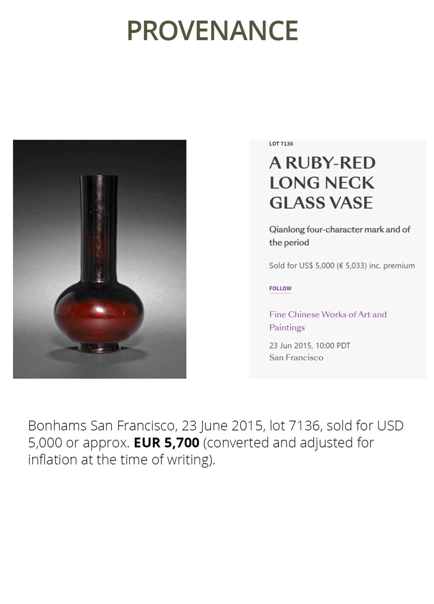 A RUBY-RED GLASS BOTTLE VASE, QIANLONG MARK AND PERIOD - Bild 5 aus 11