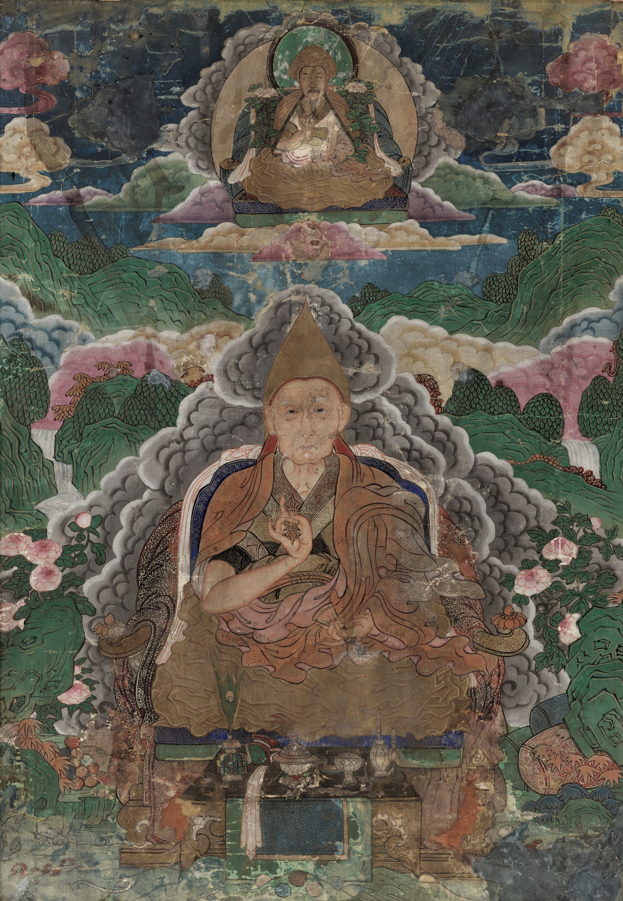 A THANGKA OF A LAMA AND CHANGKYA RÃ–LPE DORJE (1717-1786), QIANLONG PERIOD