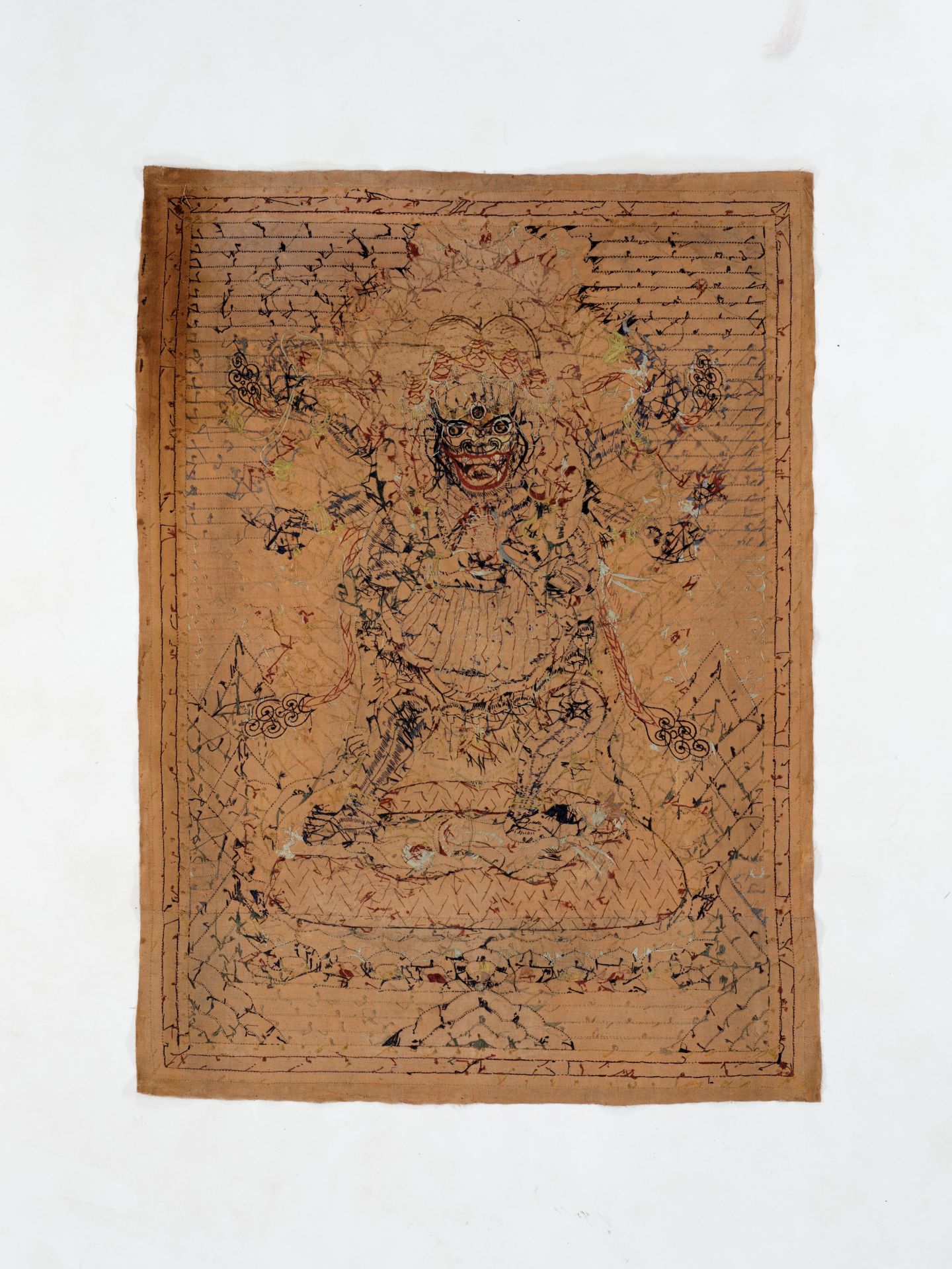 AN IMPRESSIVE SILK EMBROIDERED THANGKA OF MAHAKALA - Image 6 of 6