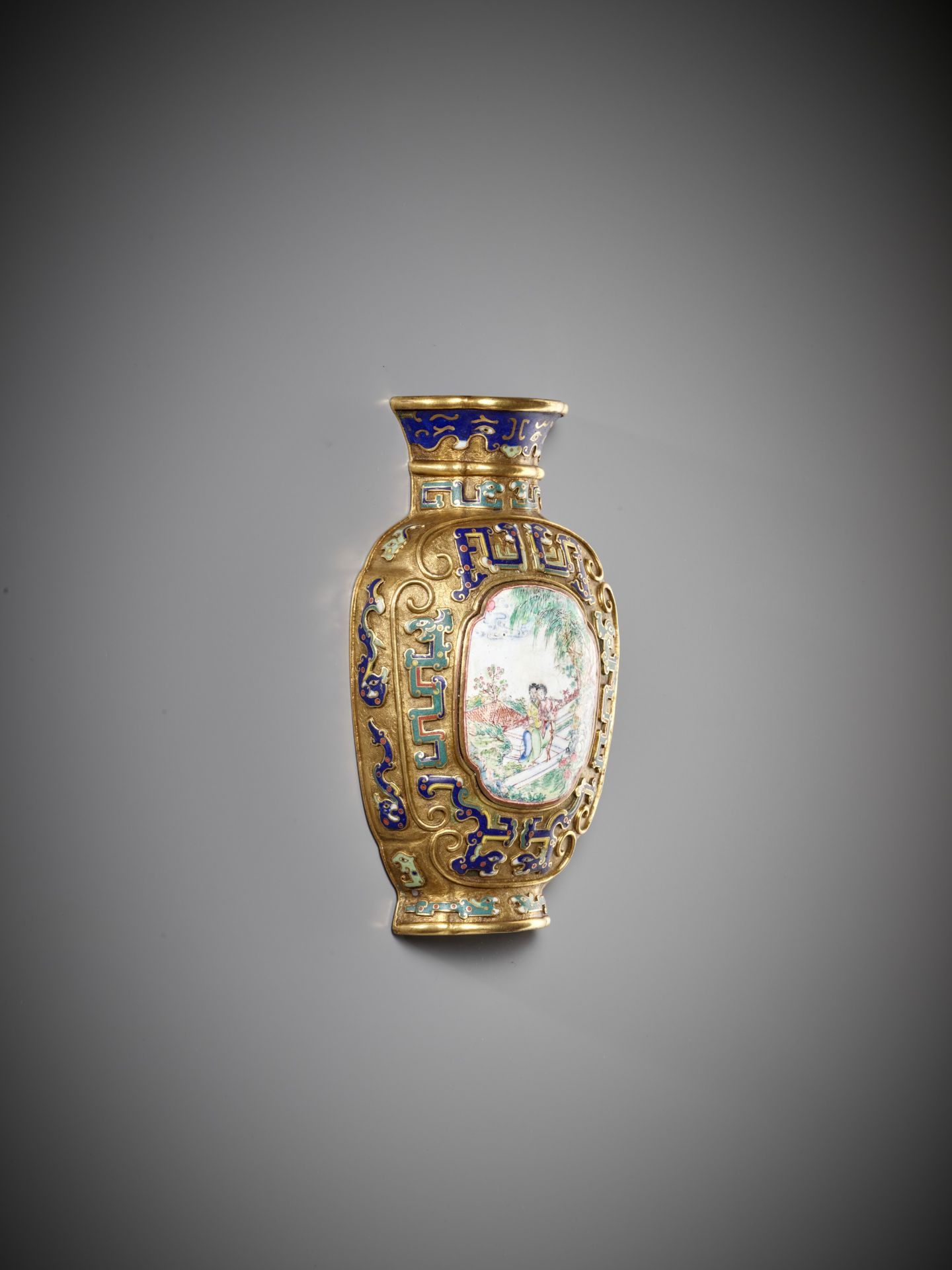 A CHAMPLEVE AND ENAMEL WALL VASE, GUANGDONG TRIBUTE TO THE IMPERIAL COURT, QIANLONG - Image 10 of 10