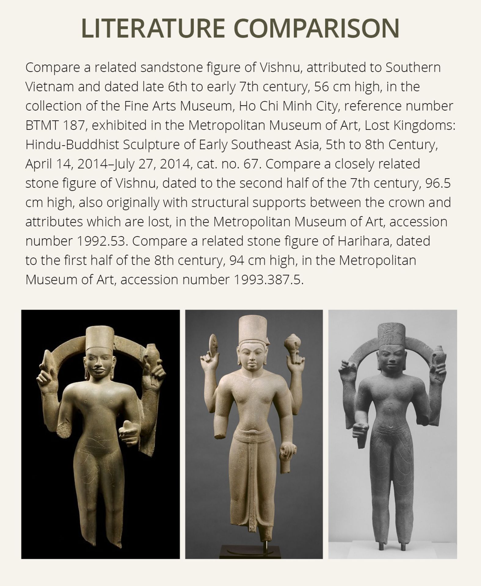 A STONE FIGURE OF VISHNU, PRE-ANGKOR PERIOD, PHNOM DA STYLE - Image 4 of 11