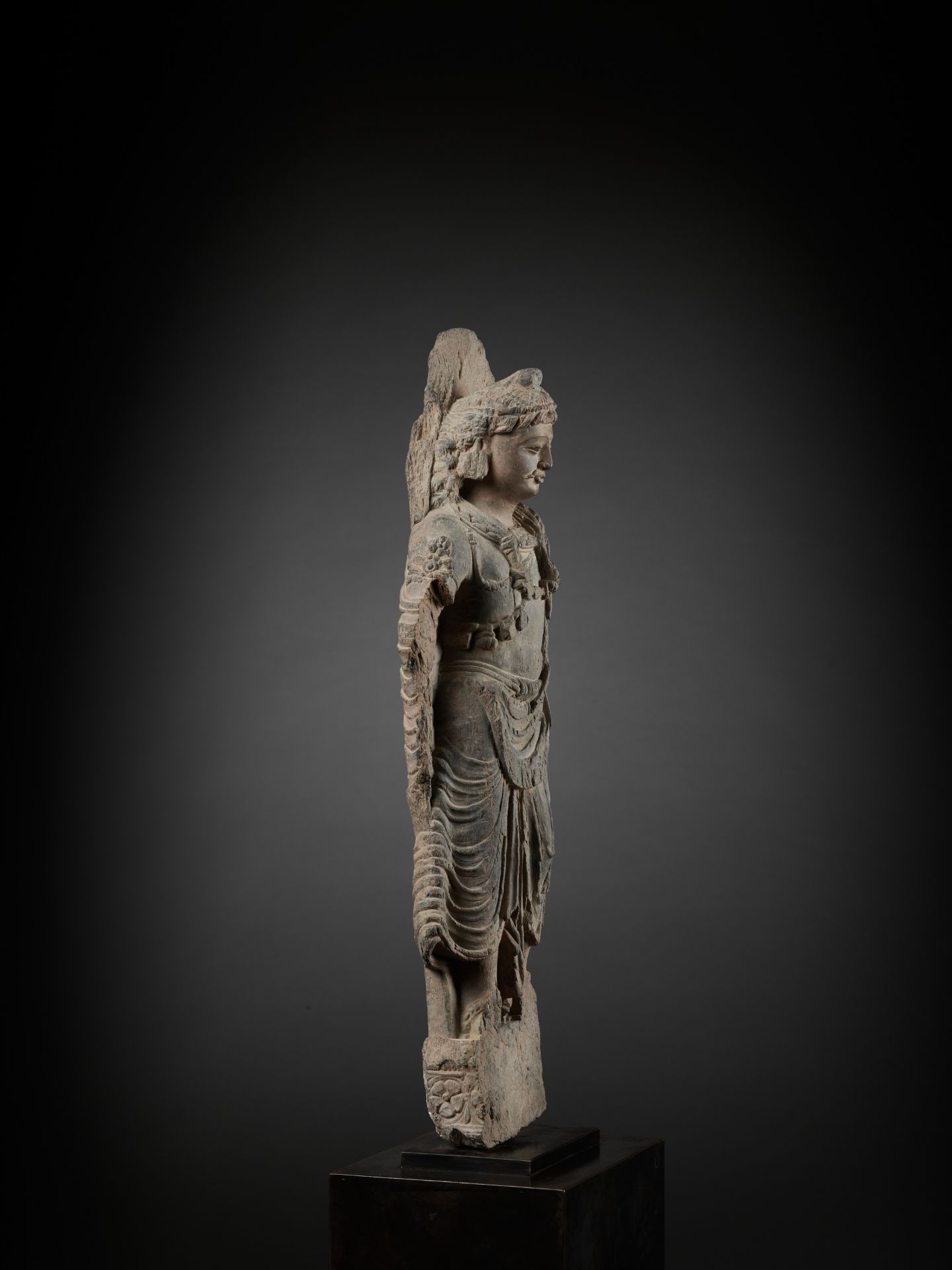 A SCHIST FIGURE OF MAITREYA, ANCIENT REGION OF GANDHARA - Image 14 of 15