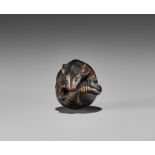 MASANAO: A FINE WOOD NETSUKE OF A COILED RAT