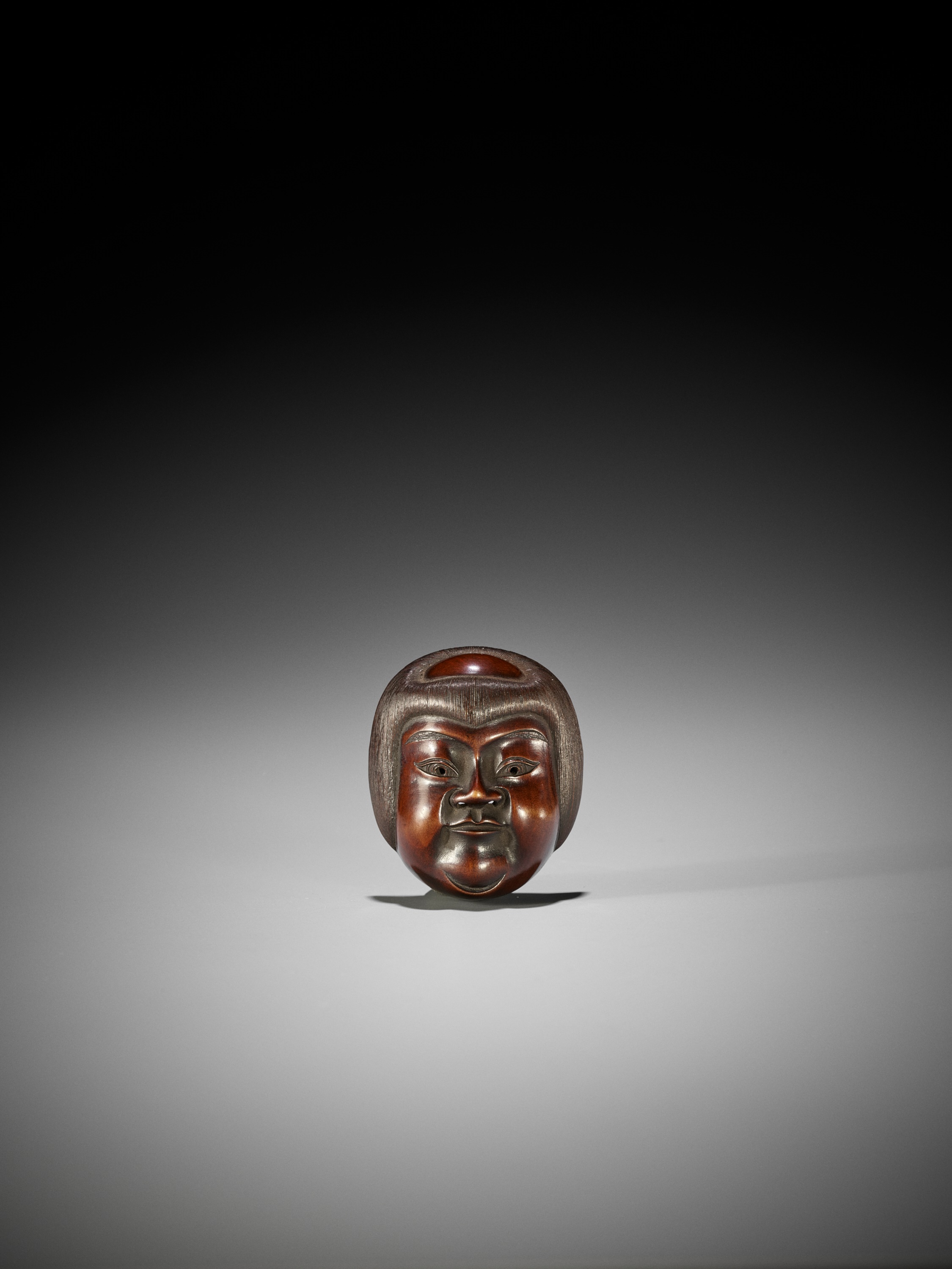 SHUZAN: A VERY FINE WOOD MASK NETSUKE OF KINTARO - Image 2 of 8