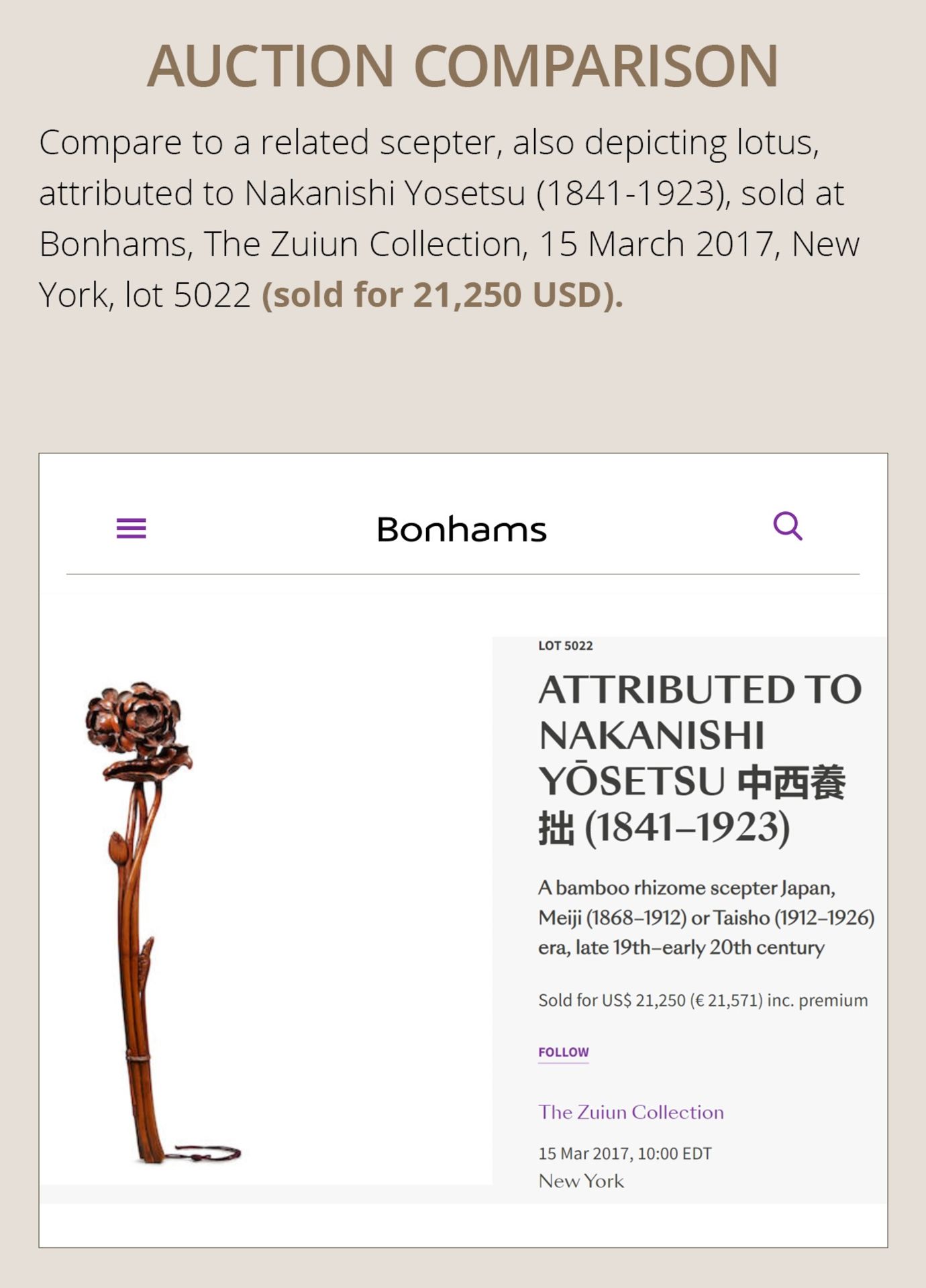AN EXCEPTIONAL AND VERY RARE 'LOTUS' ZUSHI SCEPTER ENCLOSED WITH BUDDHA SHAKYAMUNI - Image 5 of 13