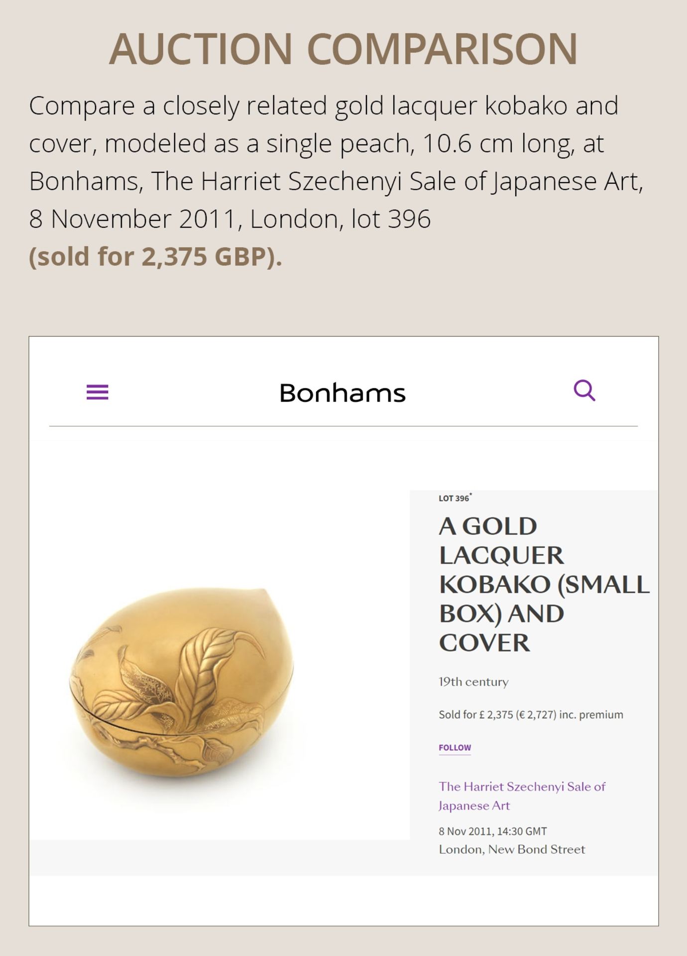 A GOLD LACQUER 'DOUBLE PEACH' KOBAKO (SMALL BOX) AND COVER - Image 5 of 10