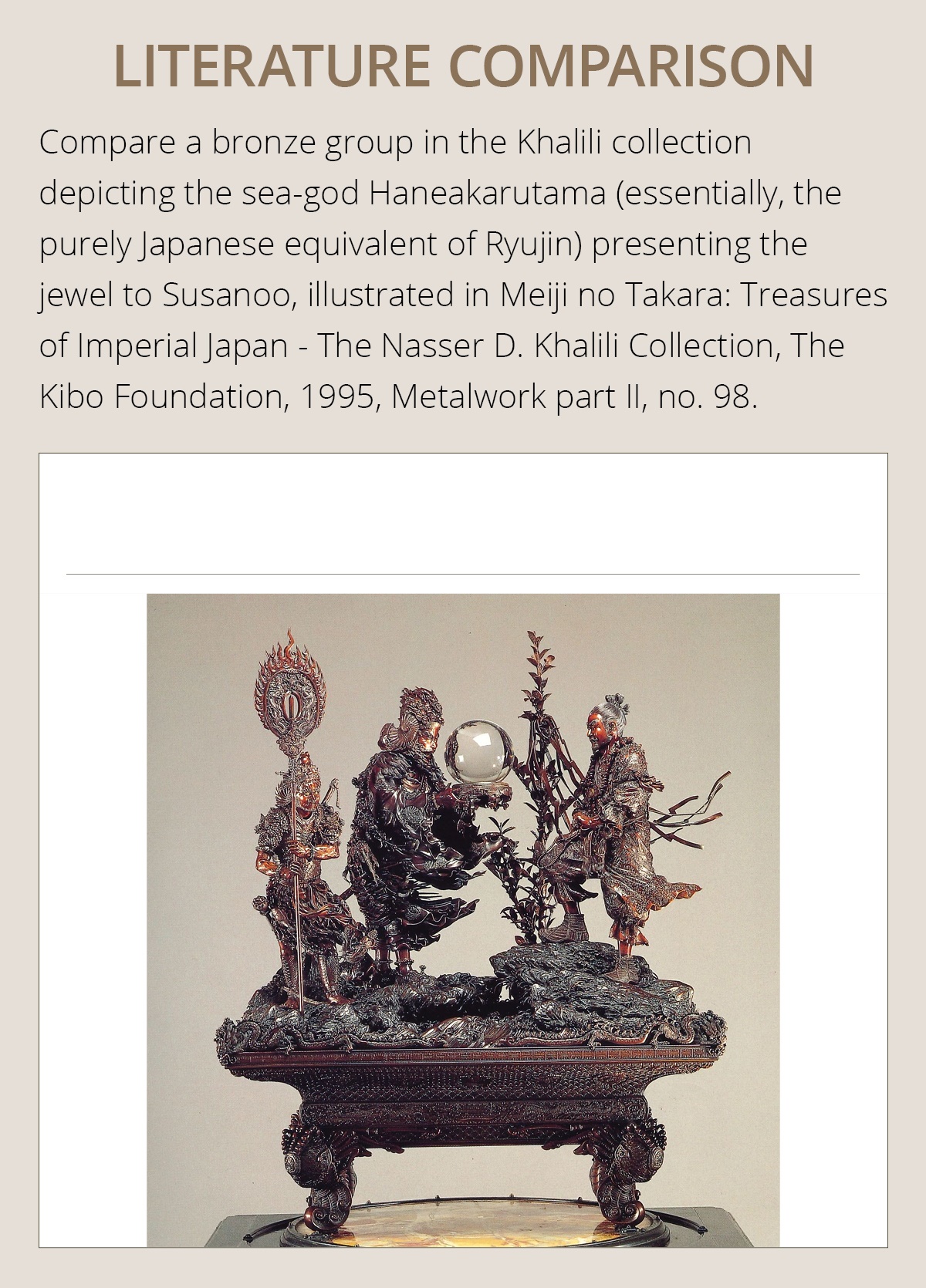 AN IMPRESSIVE BRONZE OKIMONO OF RYUJIN PRESENTING A ROCK CRYSTAL SACRED JEWEL (YASAKANI NO NAGATAMA) - Image 7 of 18
