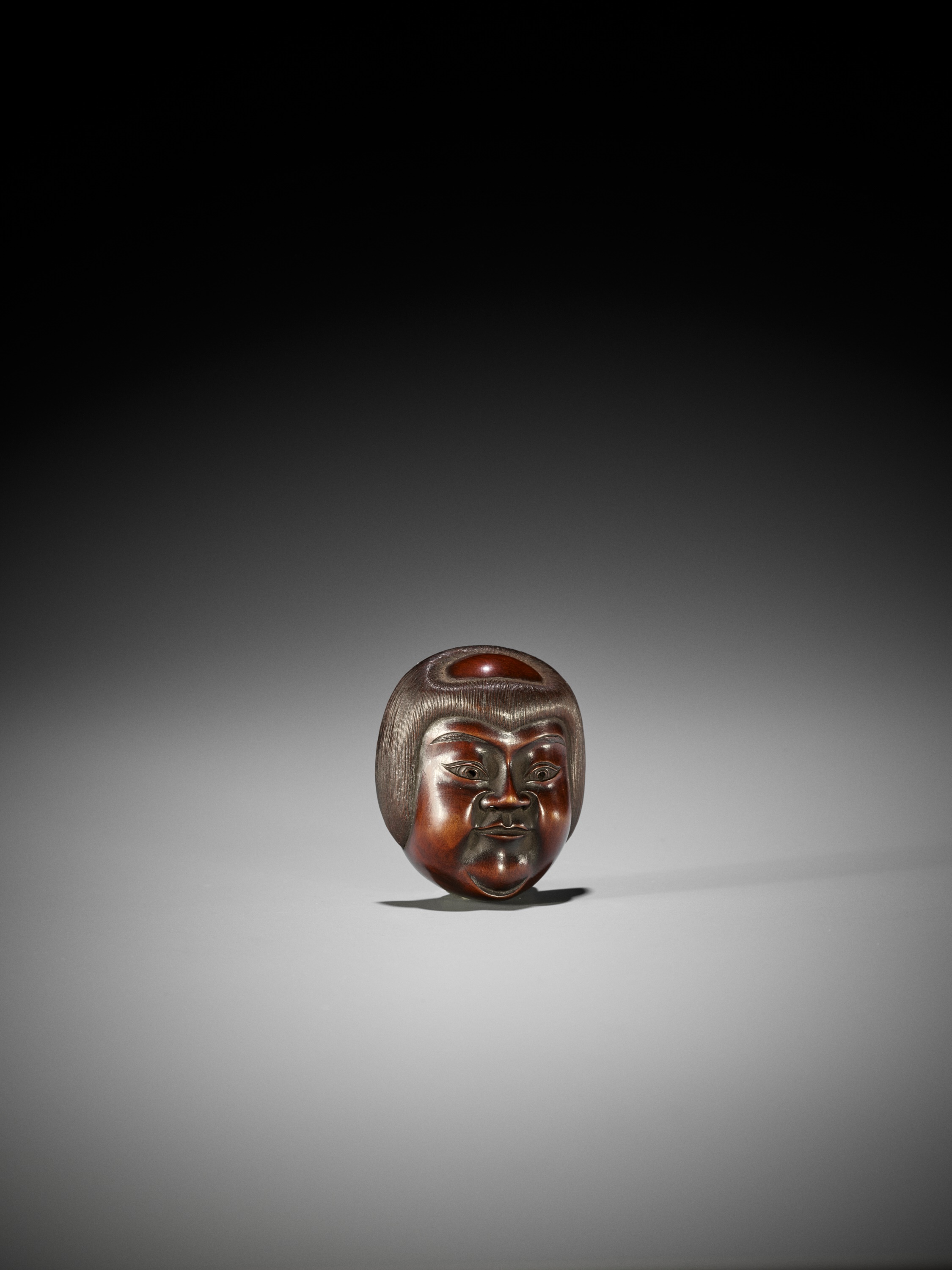 SHUZAN: A VERY FINE WOOD MASK NETSUKE OF KINTARO - Image 7 of 8