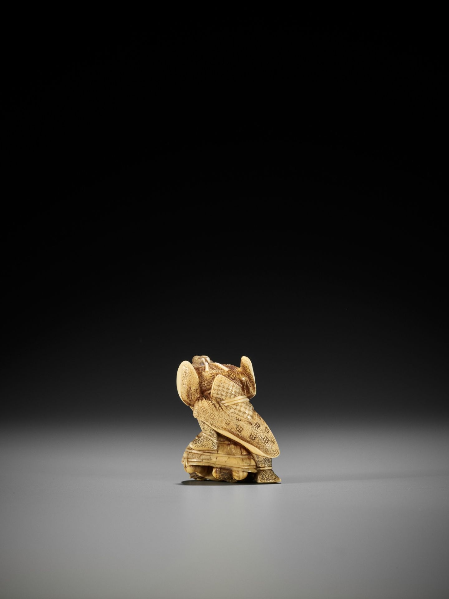 HIDEMASA: AN AMUSING IVORY NETSUKE OF SHOKI AND ONI - Image 6 of 10