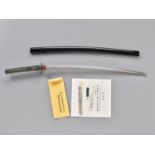 A RARE KATANA IN KOSHIRAE, THE BLADE ATTRIBUTED TO JUMYO, WITH NBTHK KICHO TOKEN CERTIFICATE