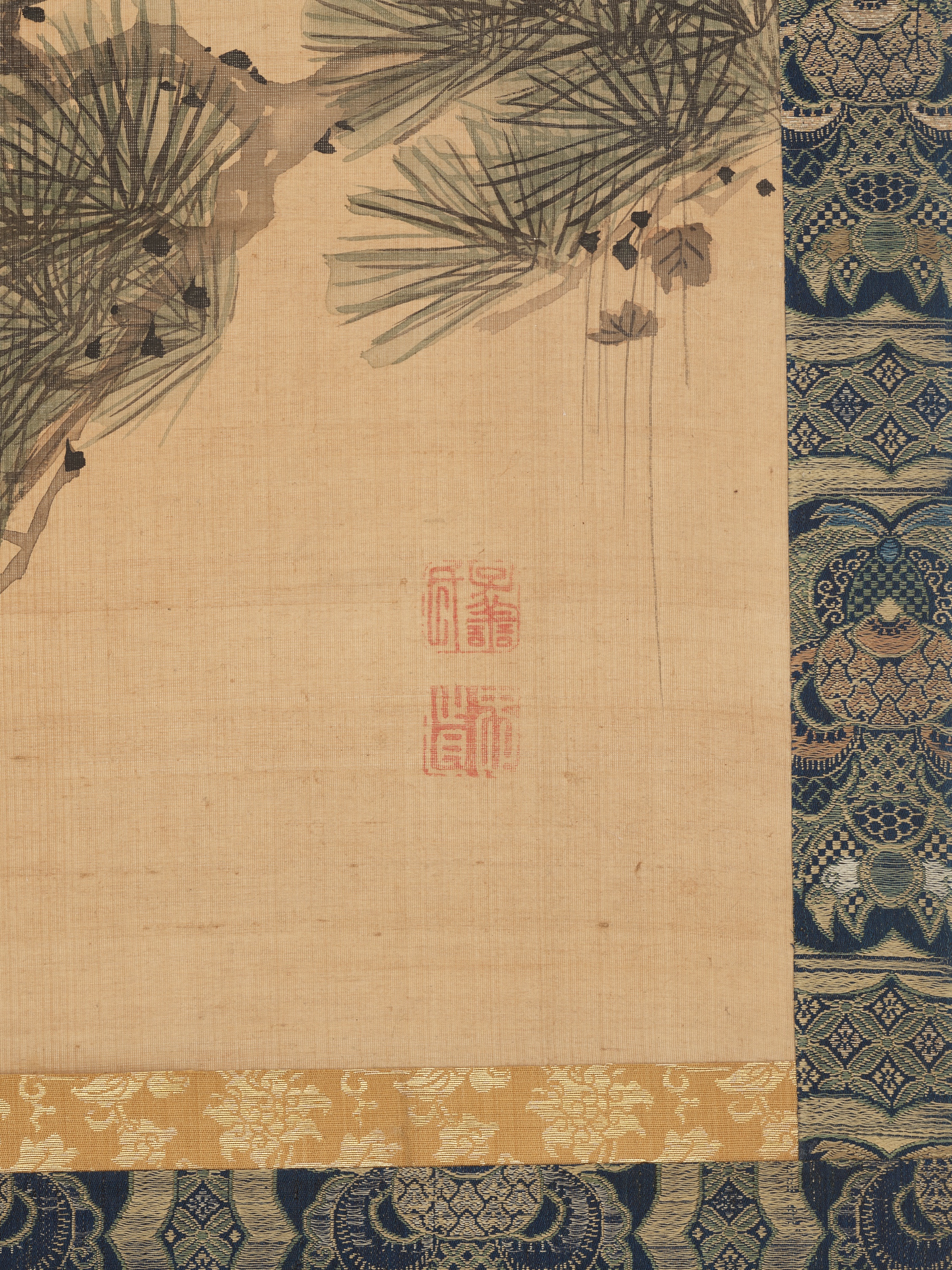 A FINE MORI SCHOOL SCROLL PAINTING OF TWO MONKEYS ON A PINE TREE - Image 3 of 9