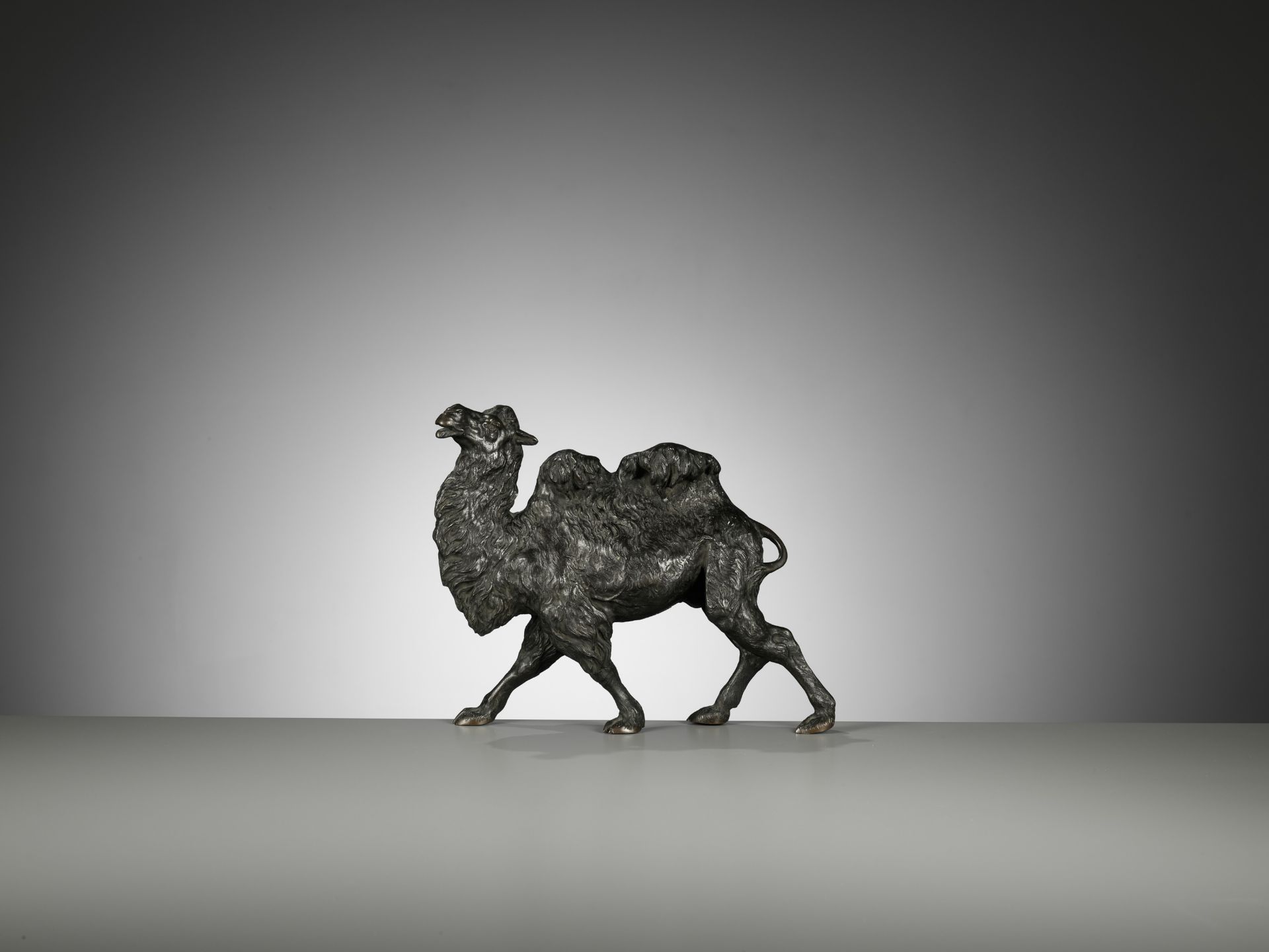 KAKUHA: A FINE BRONZE OKIMONO OF A STRIDING BACTRIAN CAMEL - Image 9 of 11