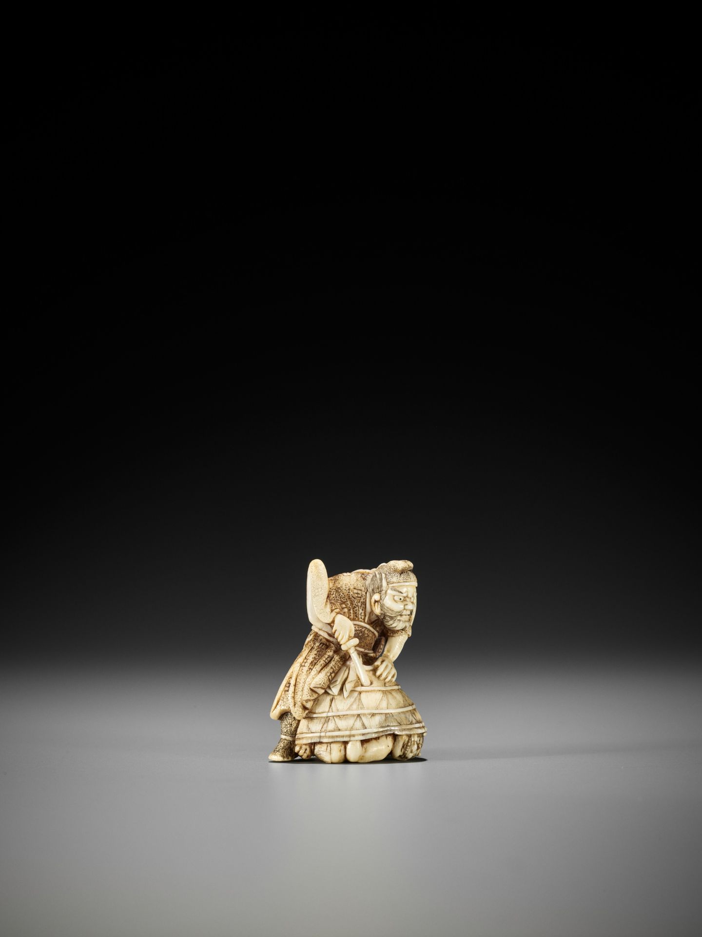 HIDEMASA: AN AMUSING IVORY NETSUKE OF SHOKI AND ONI - Image 8 of 10